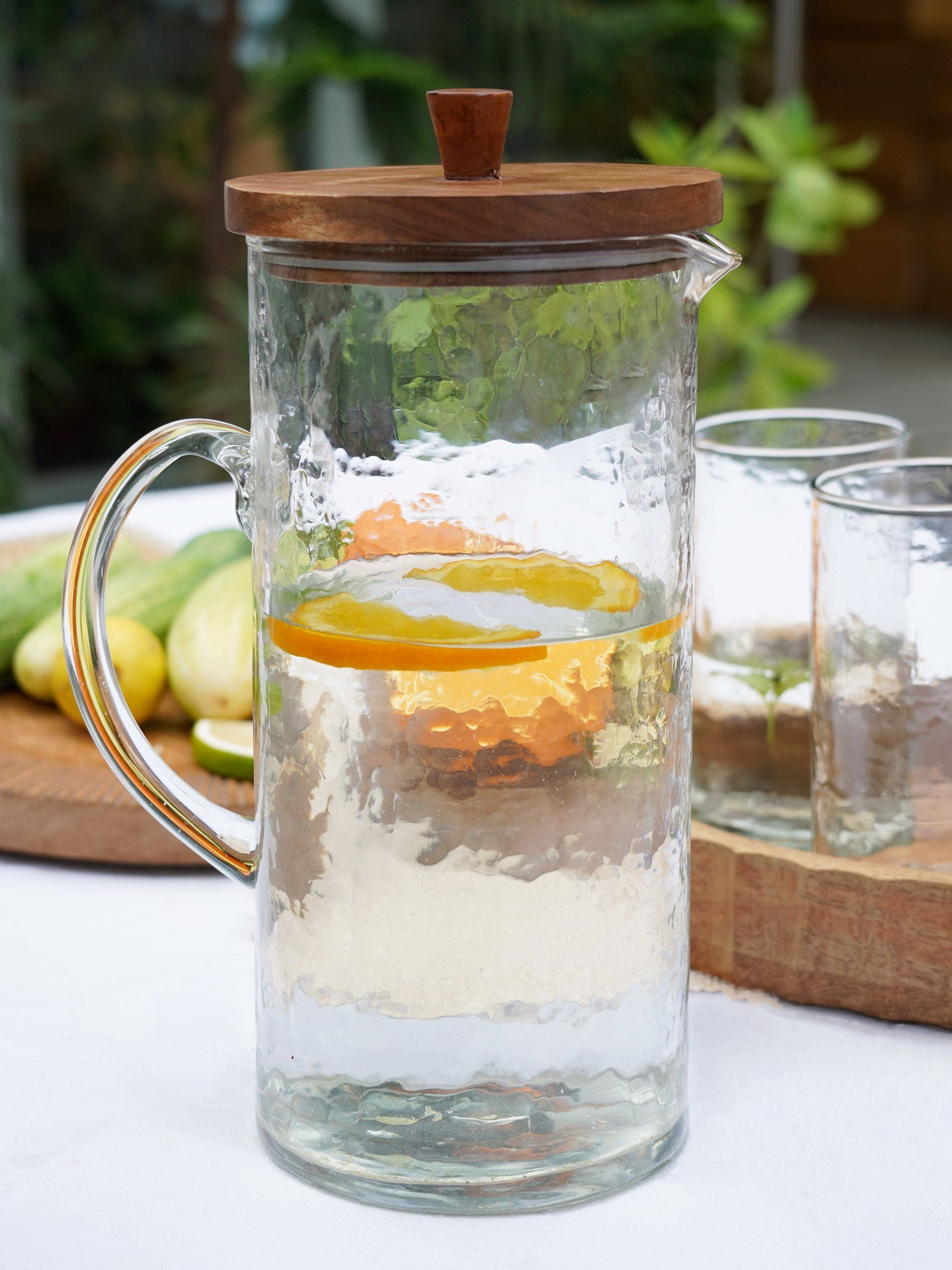Hammered Glass Jug with Lid