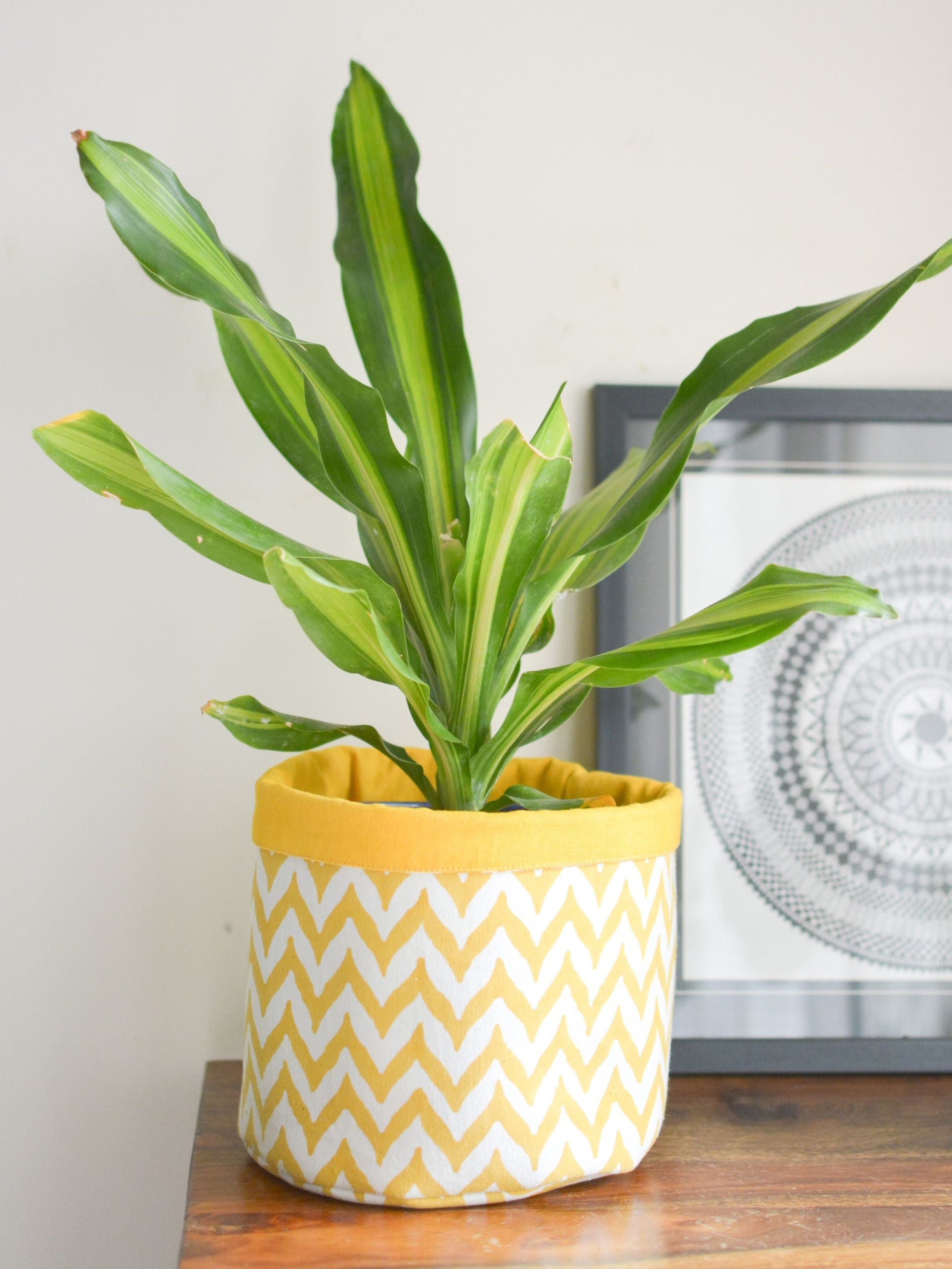 Handprinted Chevron Basket Medium