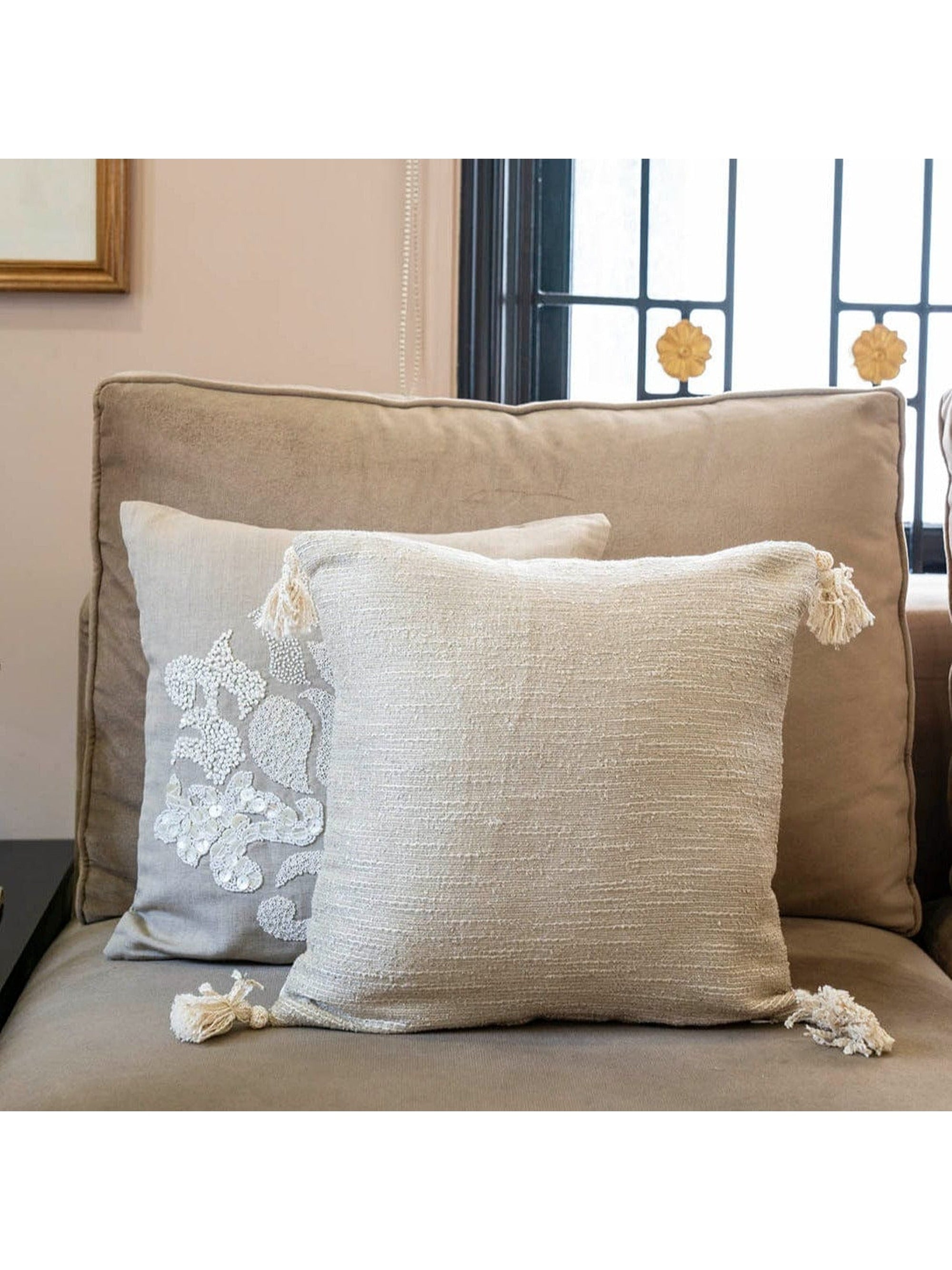 Cushion Cover - Handwoven Metallic Daisy