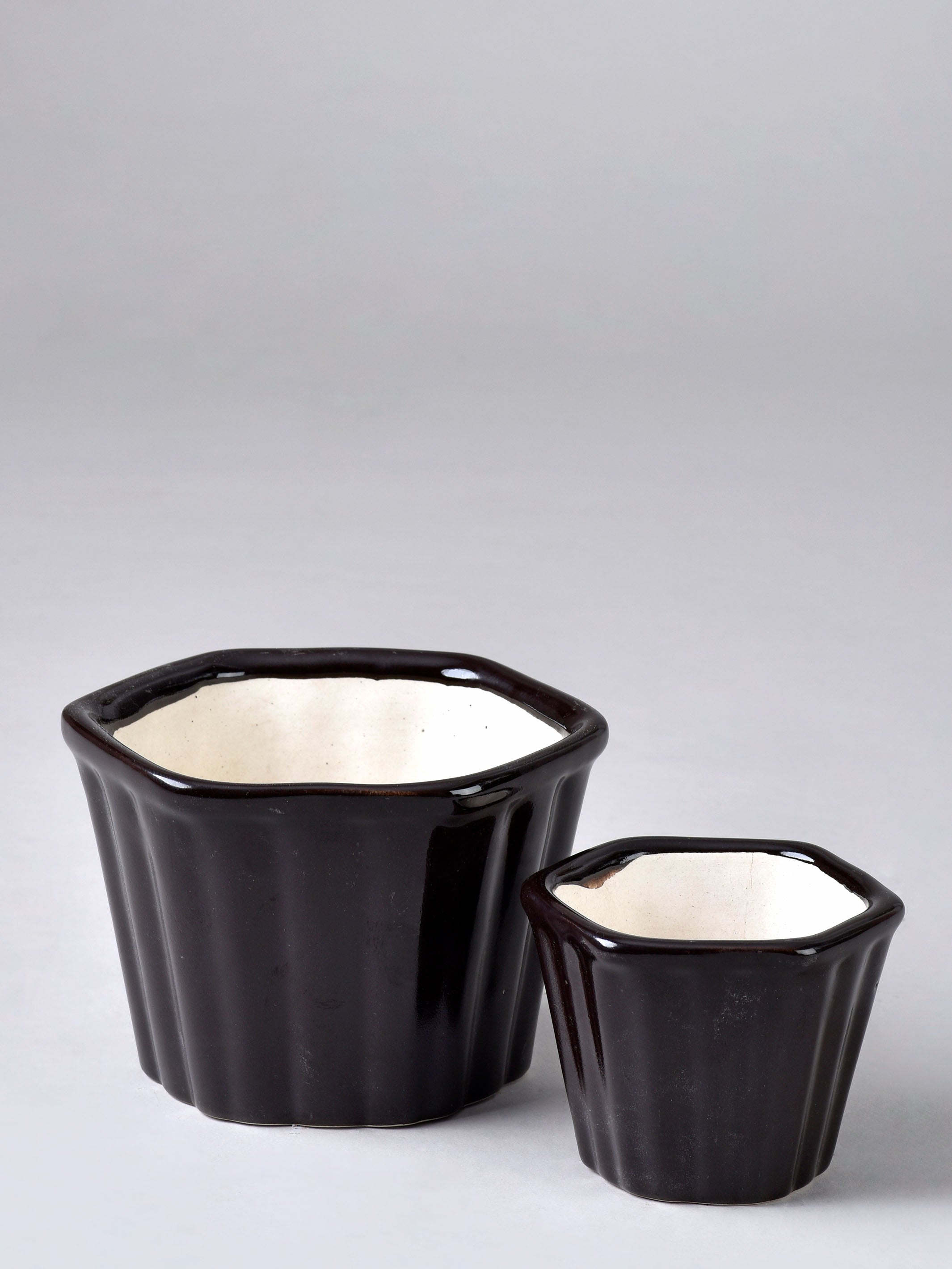 Hexagon Stripe Ceramic Planter