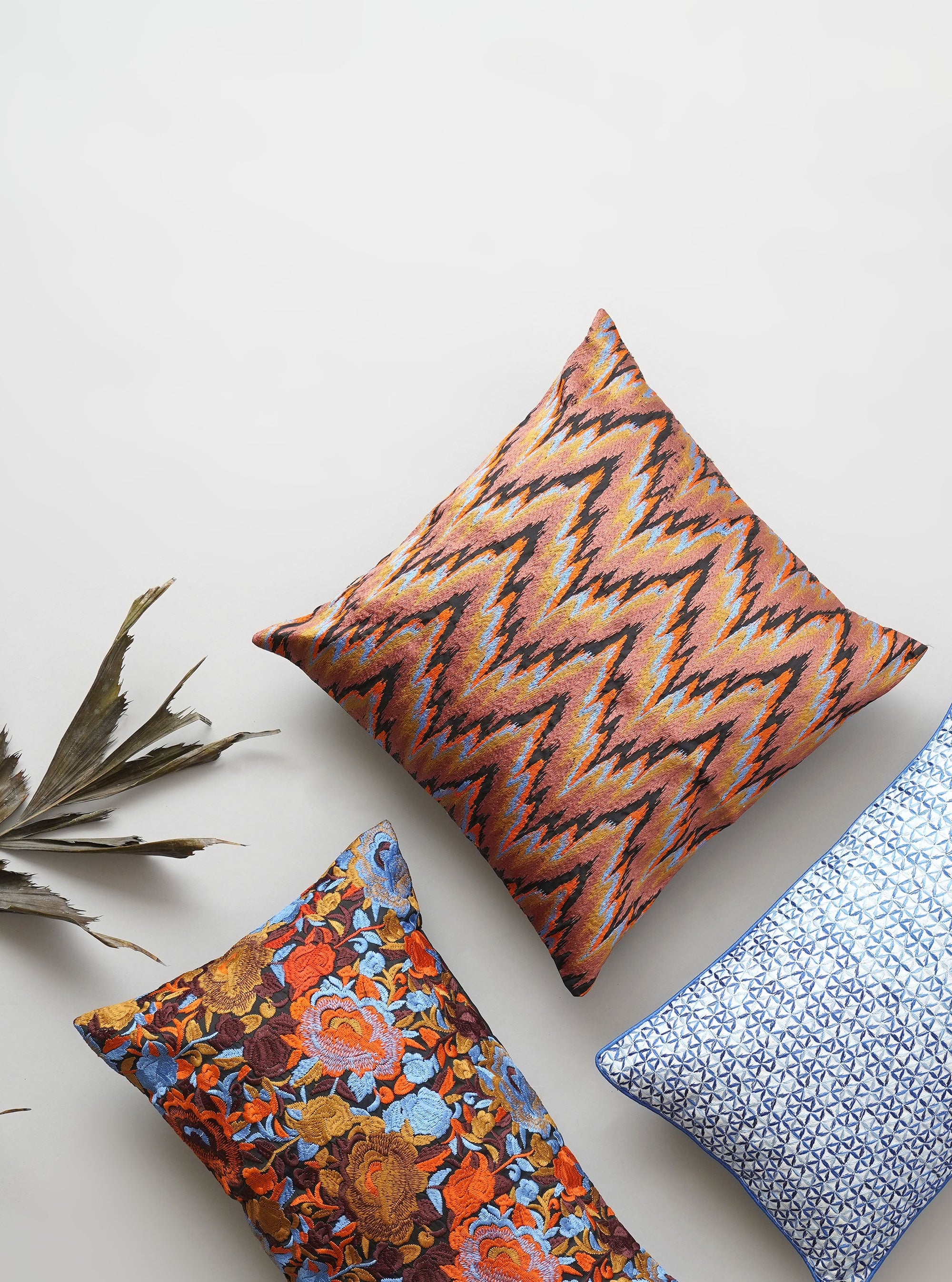 Cushion Cover - Ikat Embroidered
