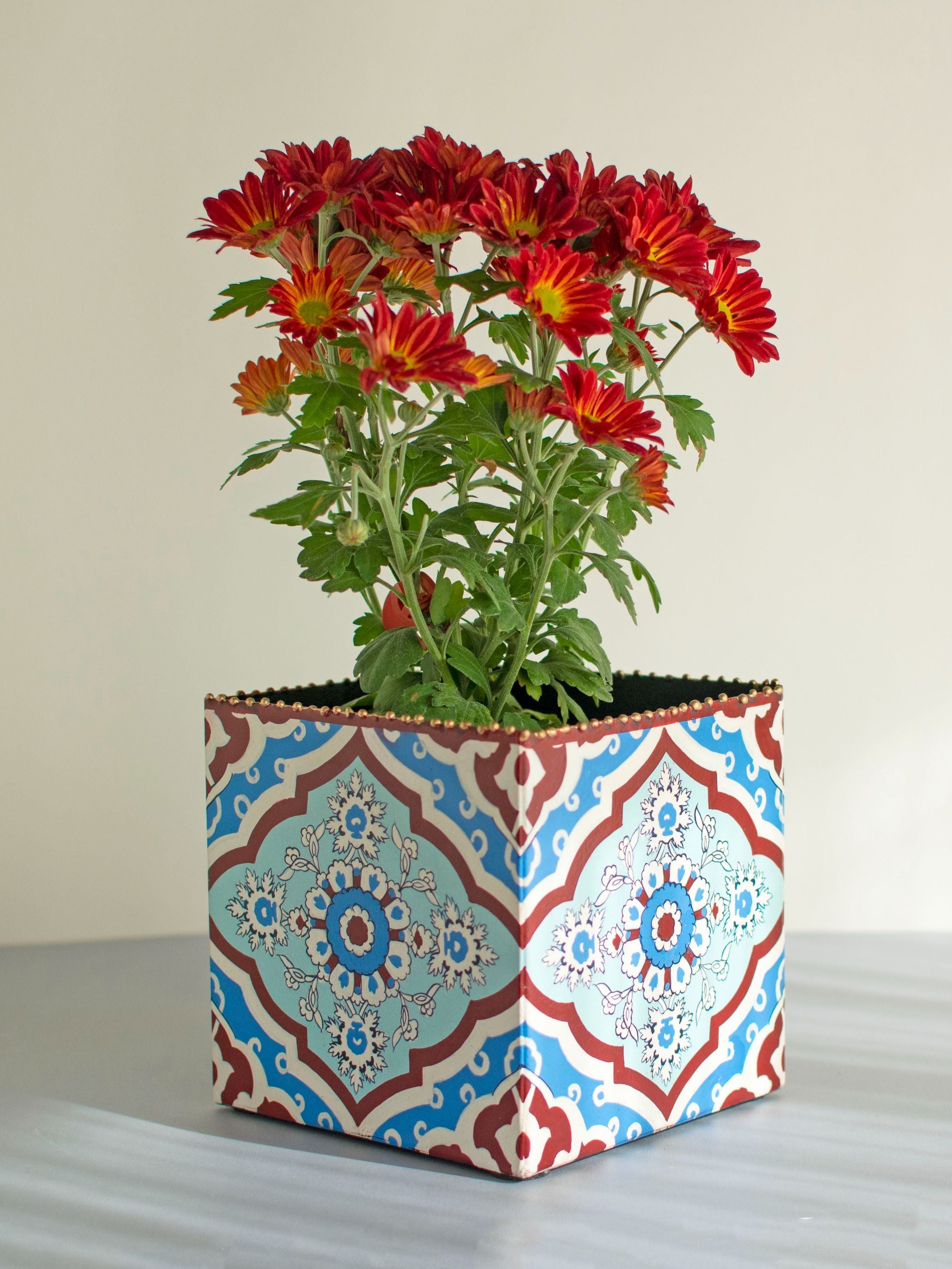 Inaya Handpainted Iron Planter