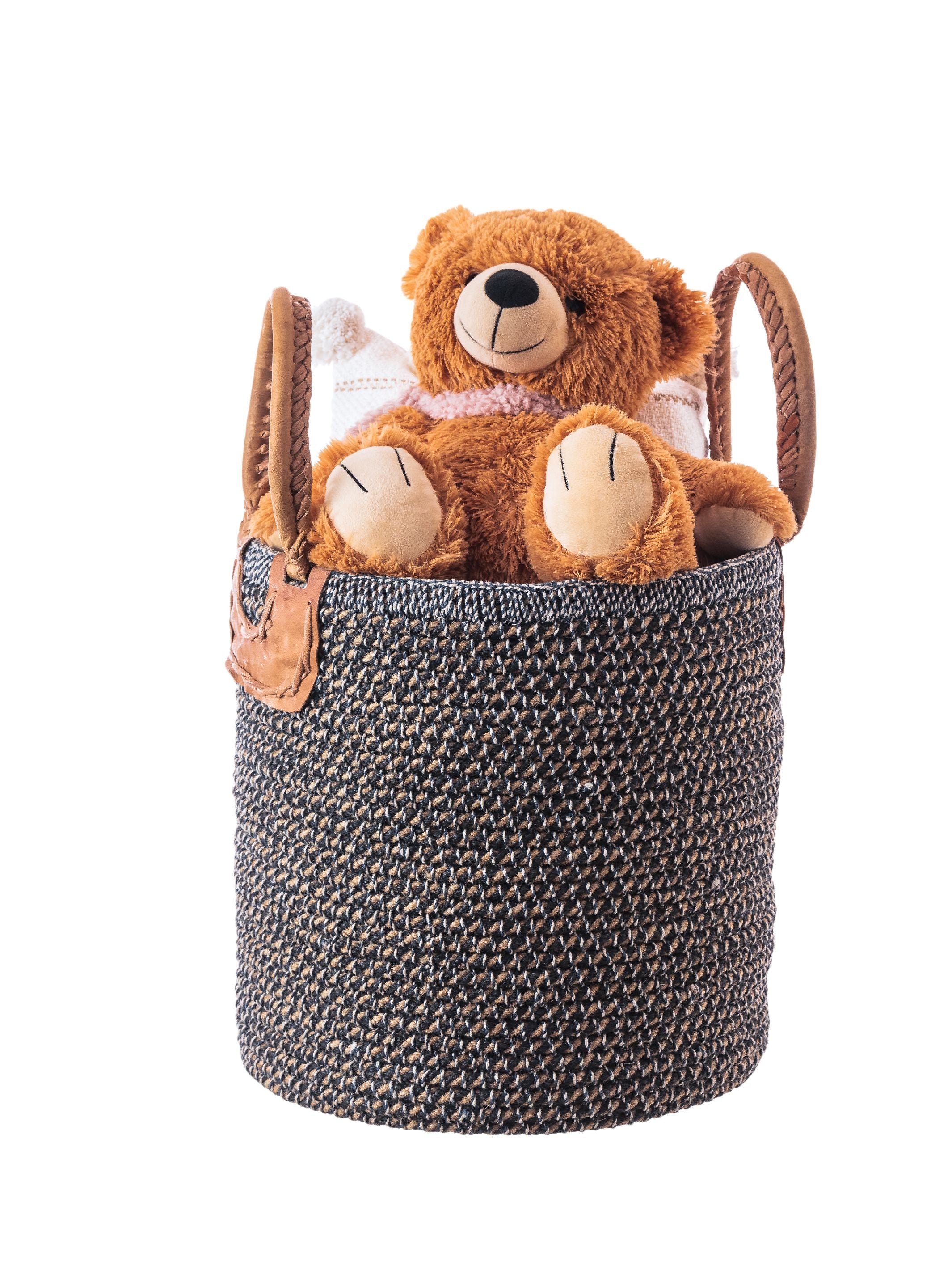 Jute Basket - Black & White Medium