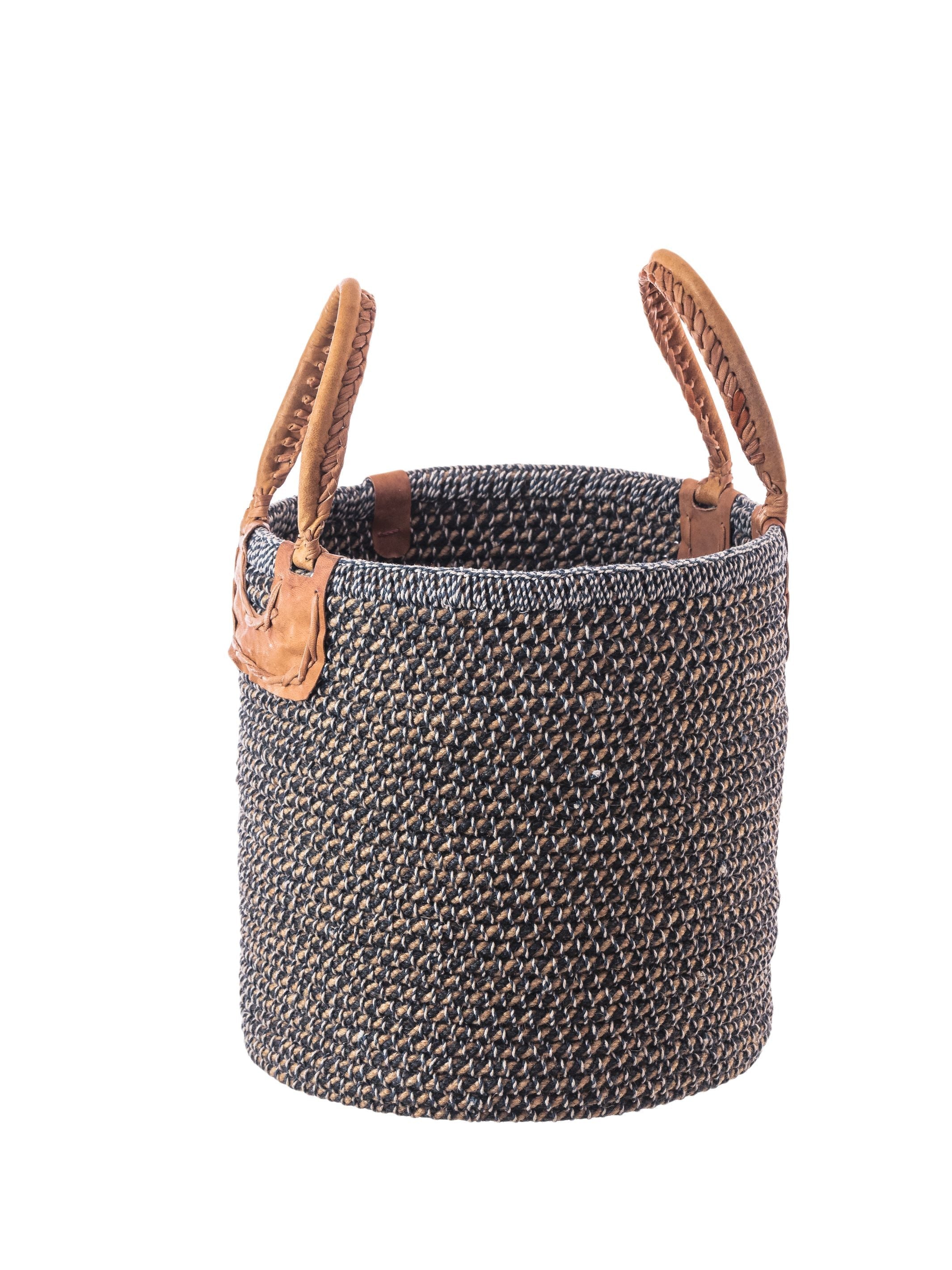 Jute Basket - Black & White Medium