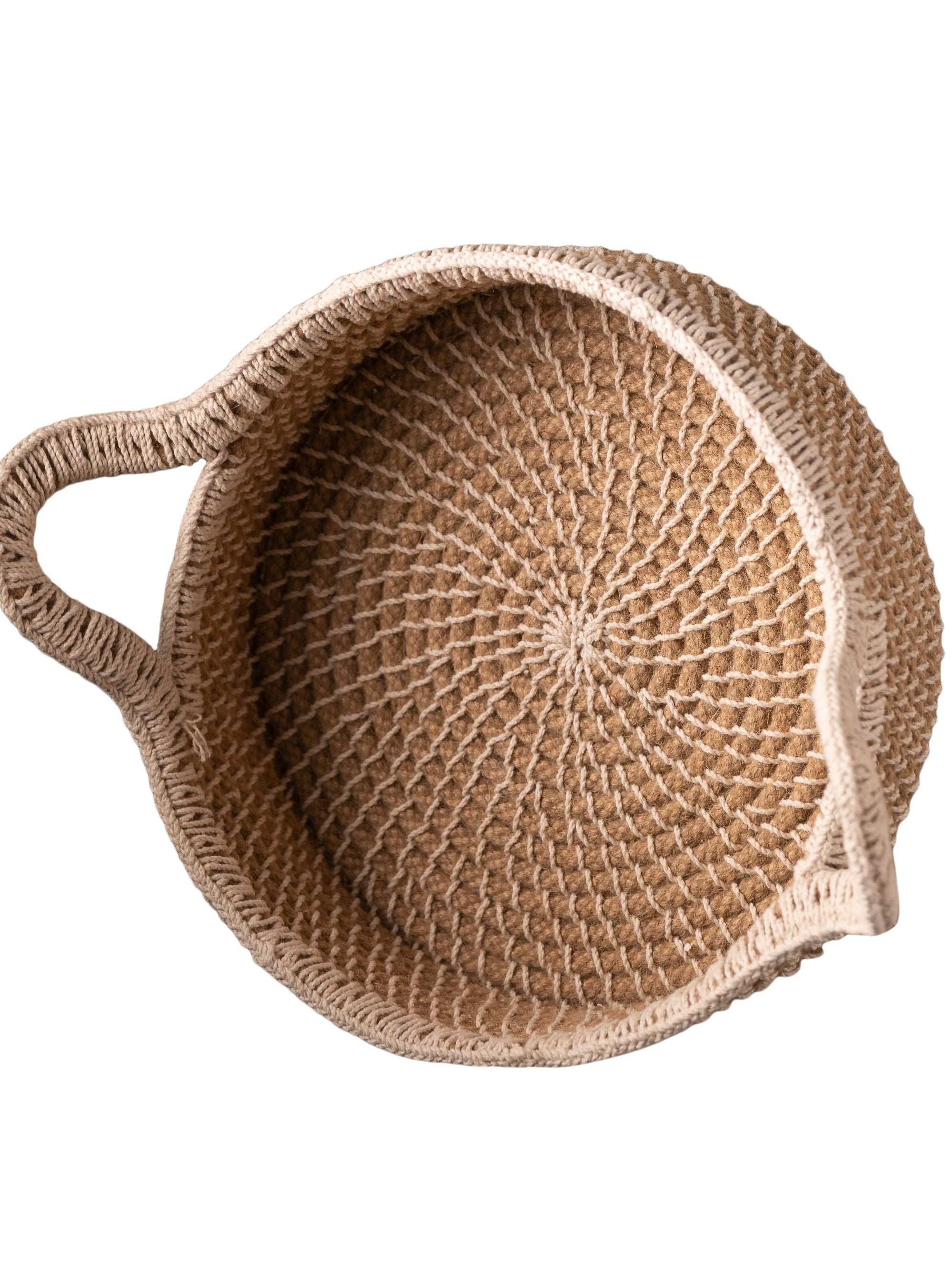 Jute Round Basket with Handle Large