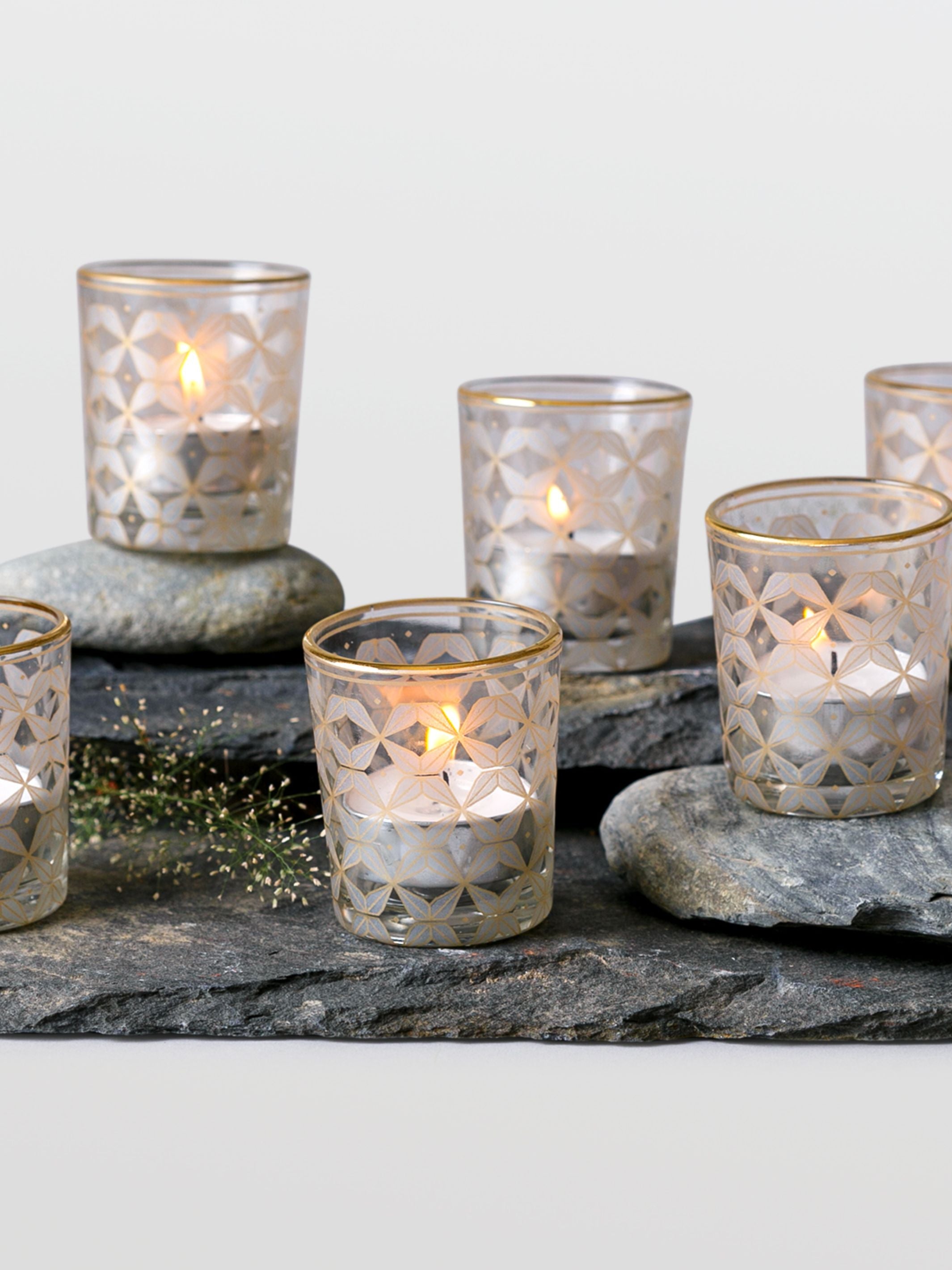 Kilkli Silver Glass Votive Set Of 6