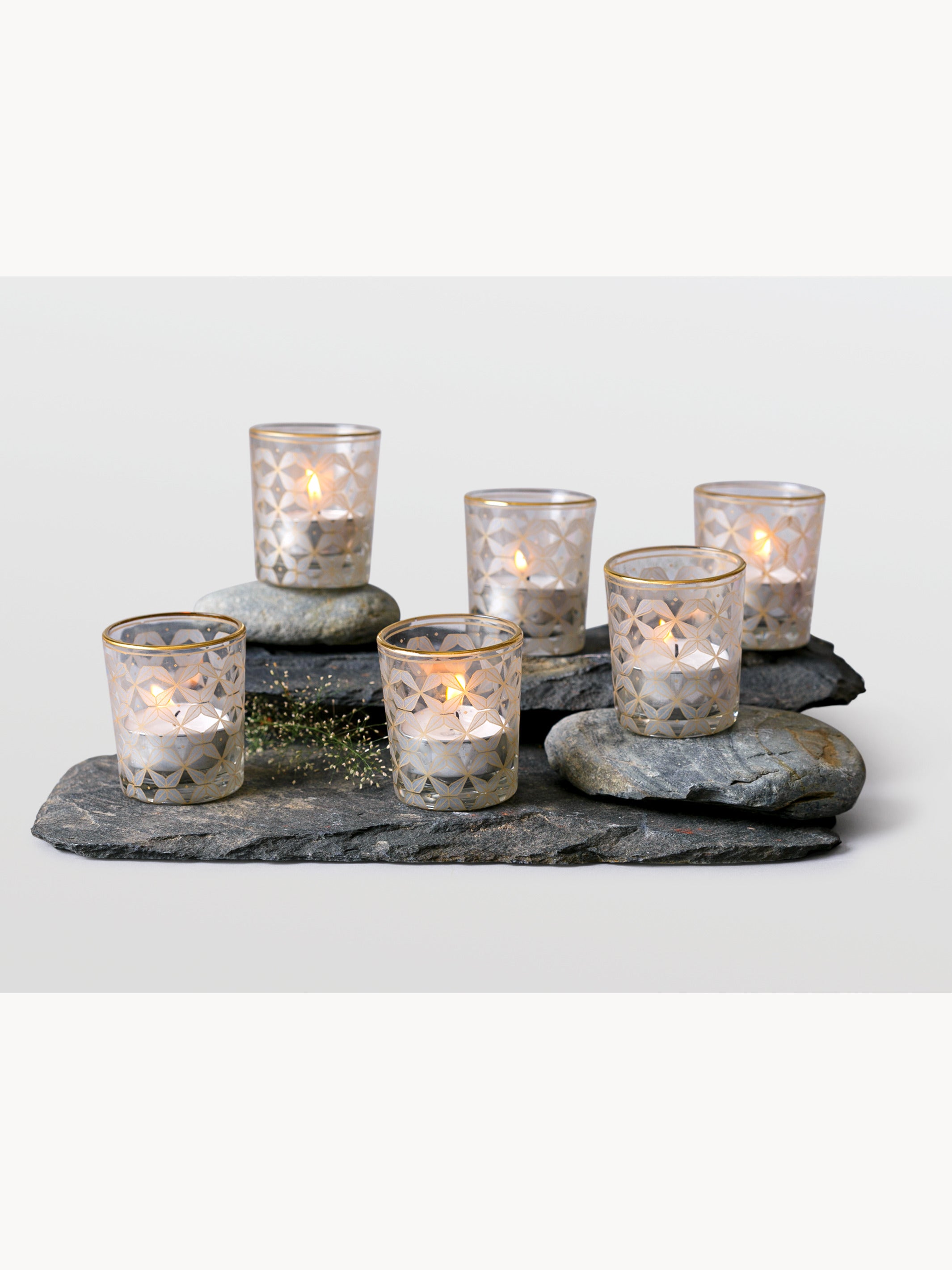 Kilkli Silver Glass Votive Set Of 6