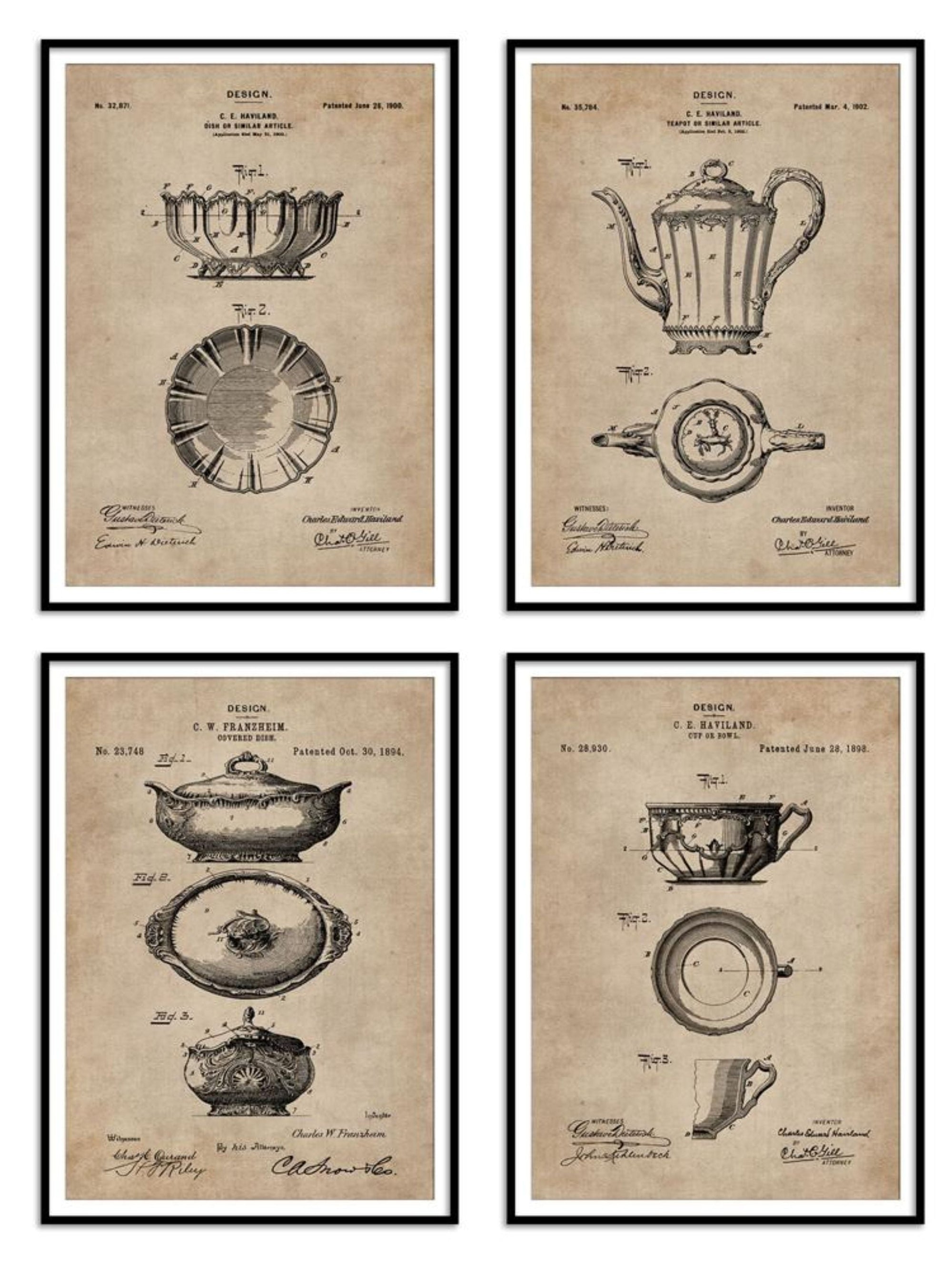Wall Prints - Kitchen & Dining Series - Crockery Set of 4