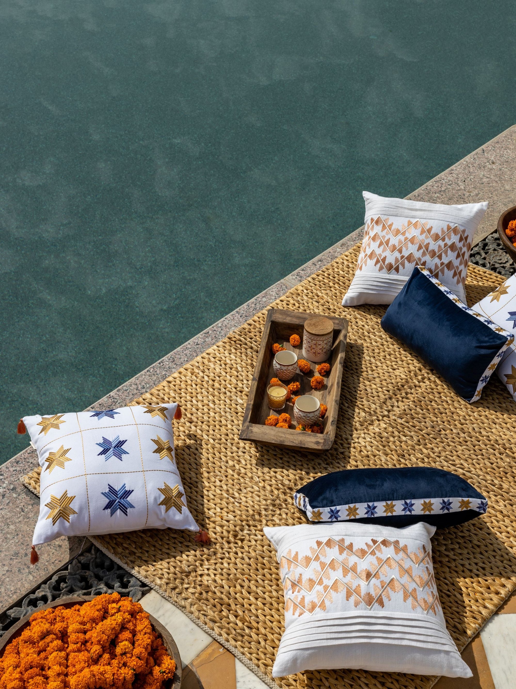 Cushion Cover - Lehar white Embroidered