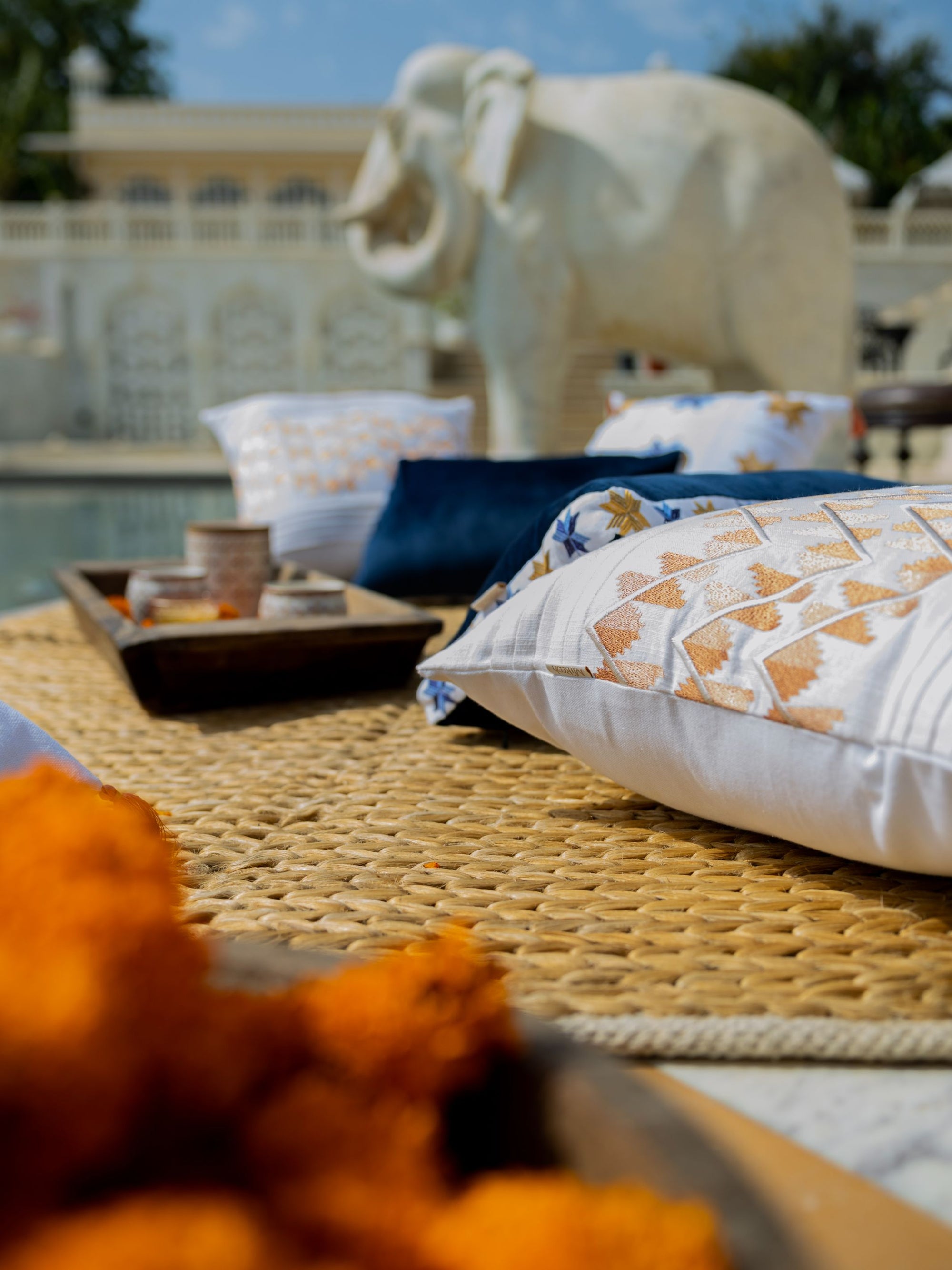 Cushion Cover - Lehar white Embroidered