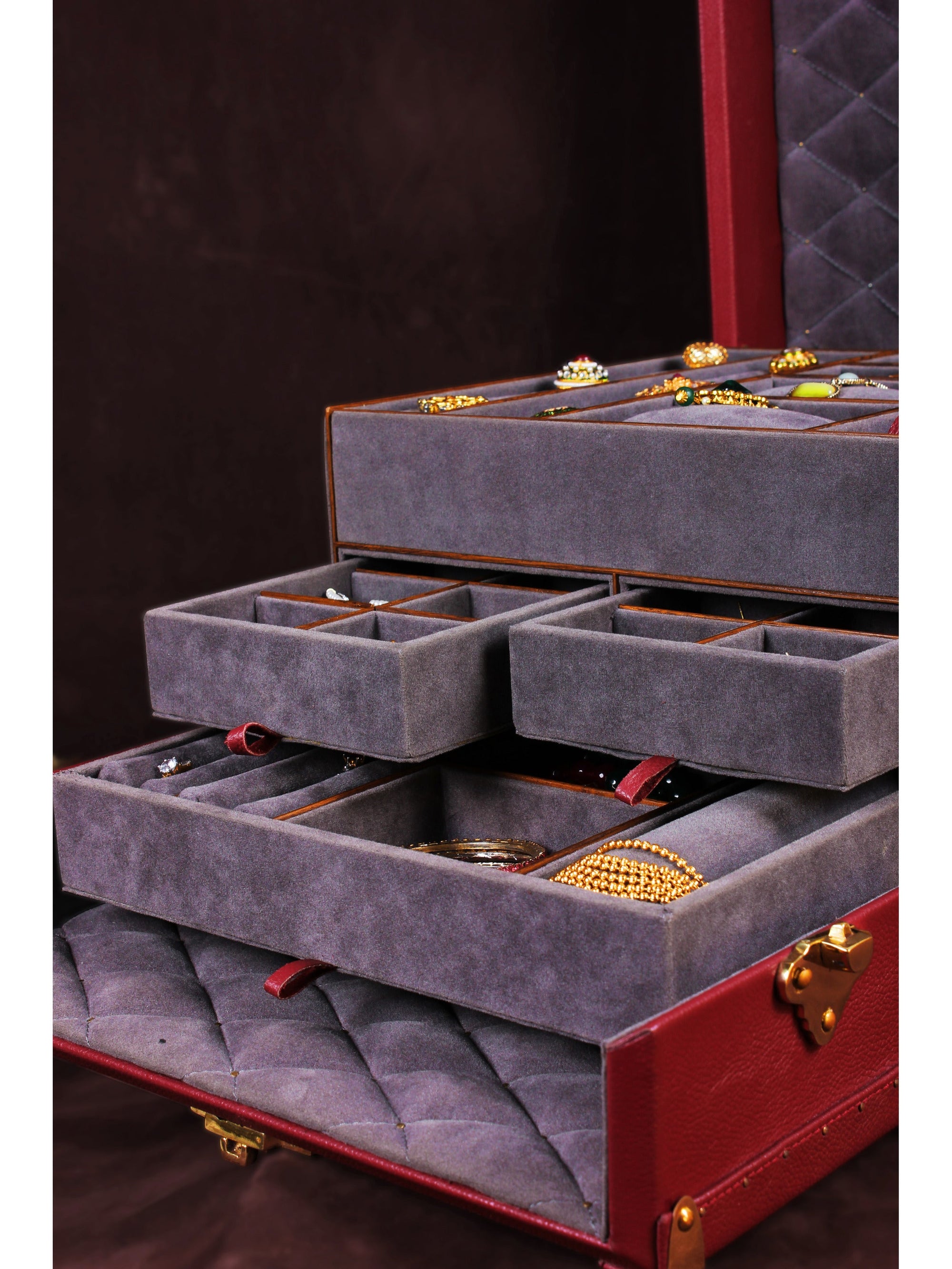 Maroon Glory Jewellery Trunk