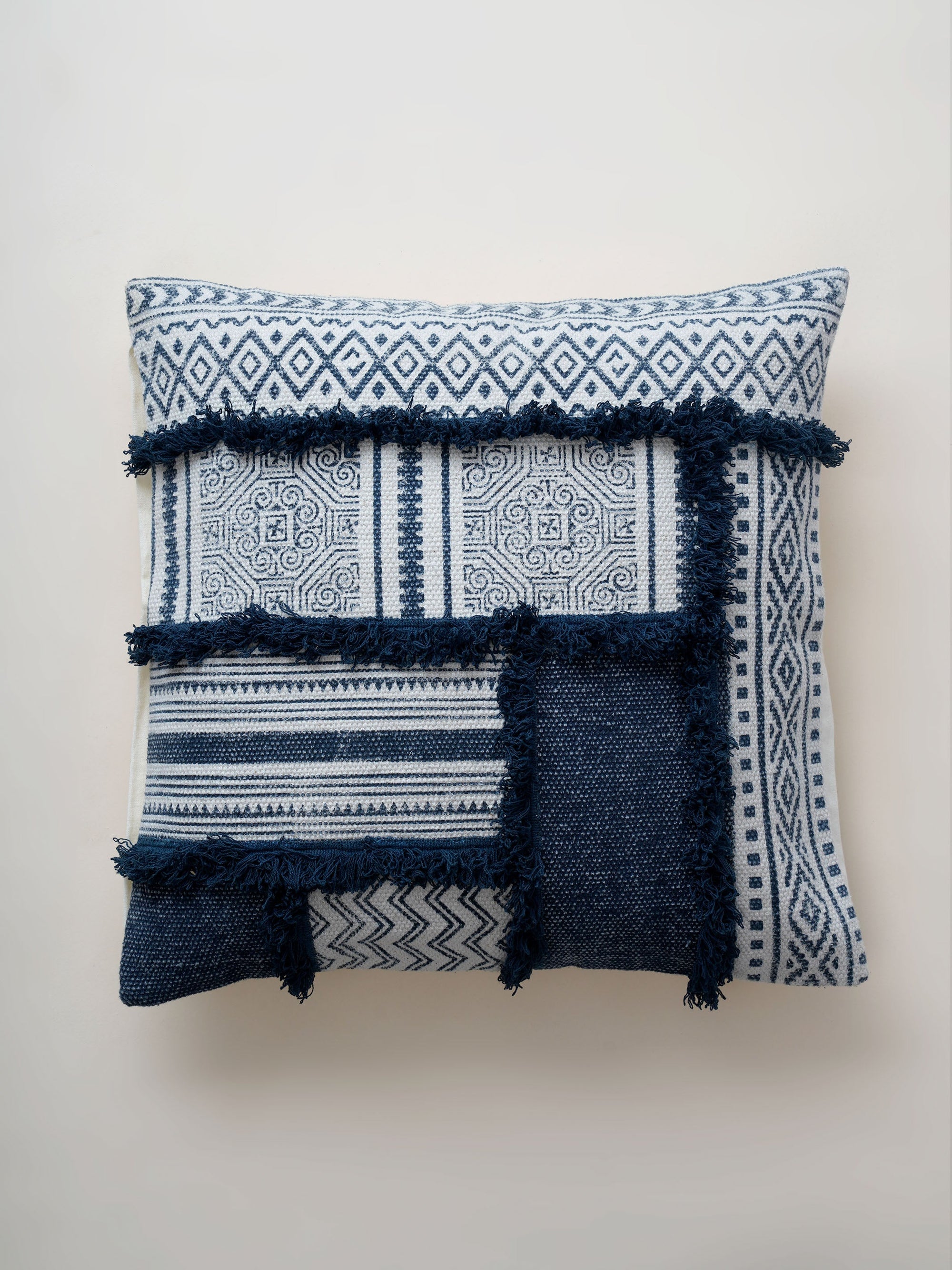 Cushion Cover - Medallion Indigo Shag