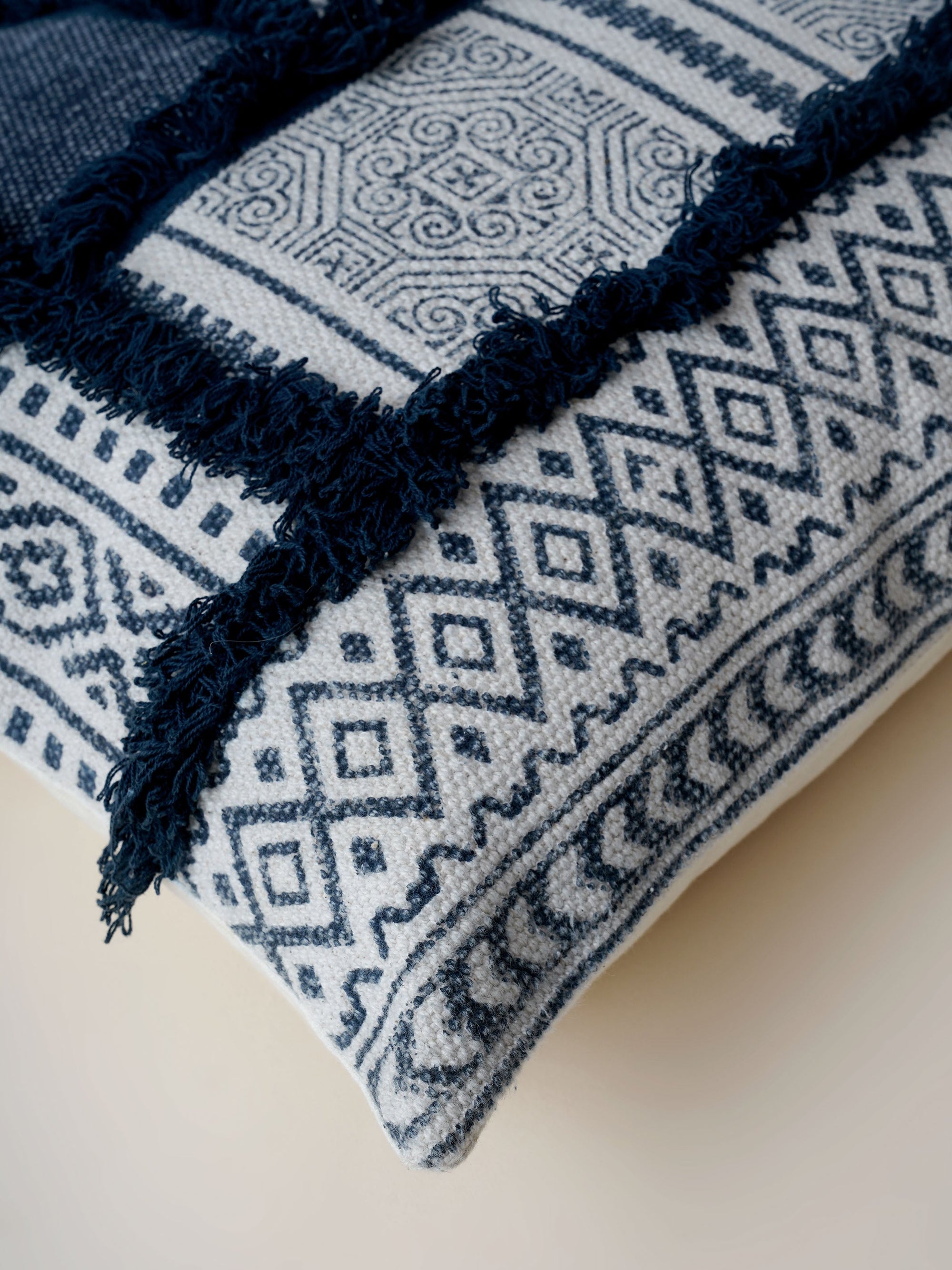 Cushion Cover - Medallion Indigo Shag