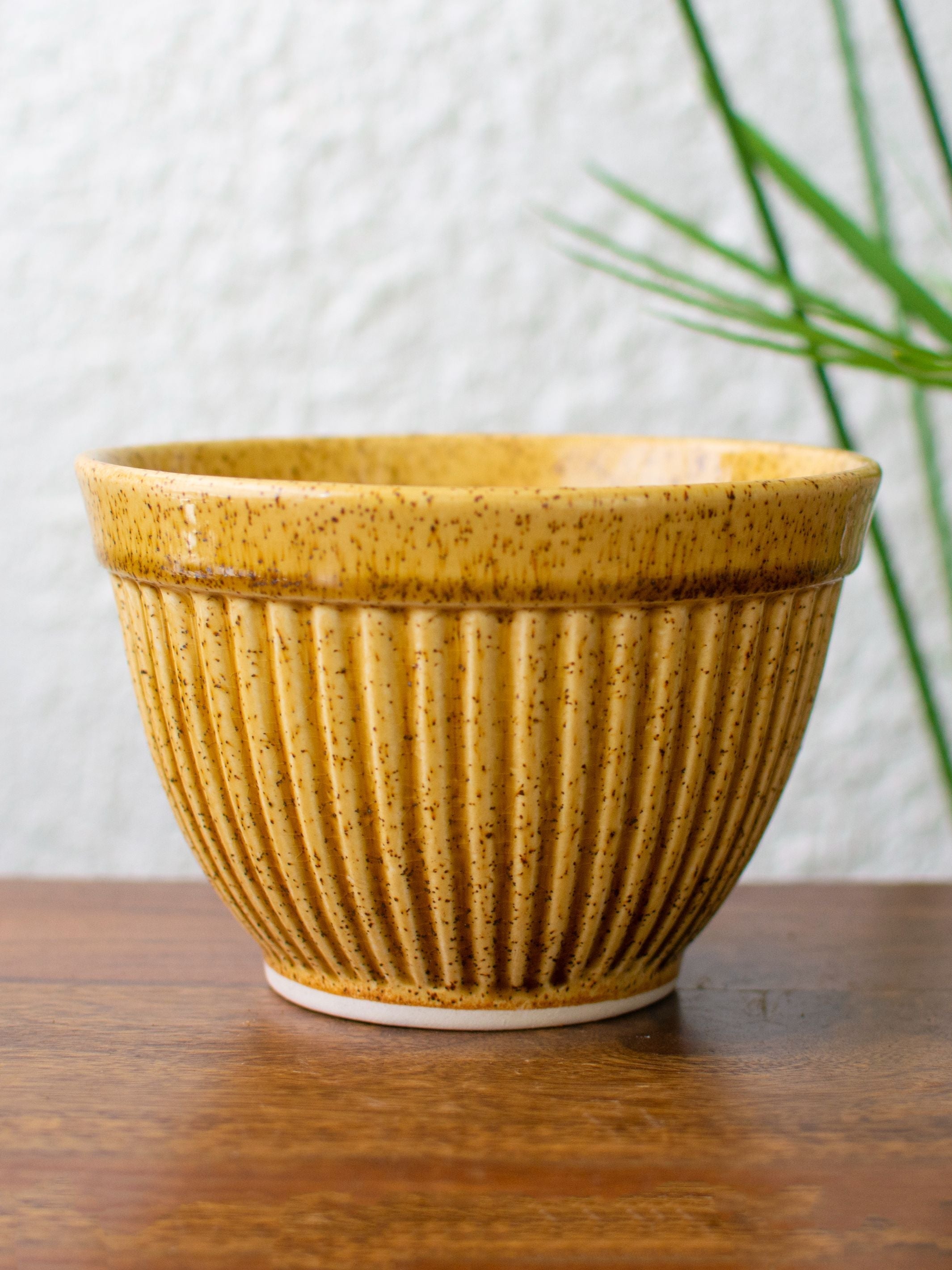 Ochre Textured Ceramic Planter