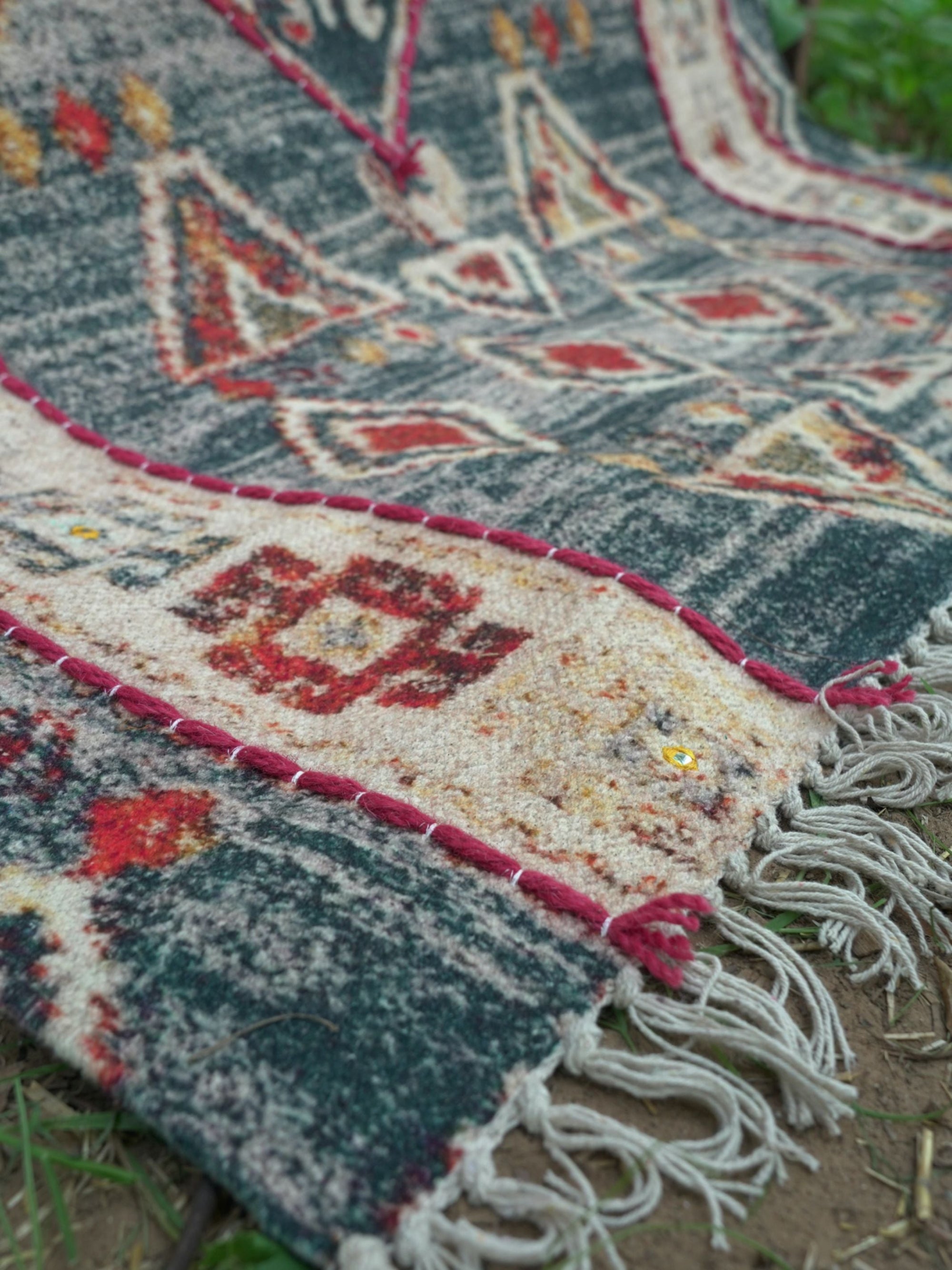 Okuta Embroidered Cotton Rug