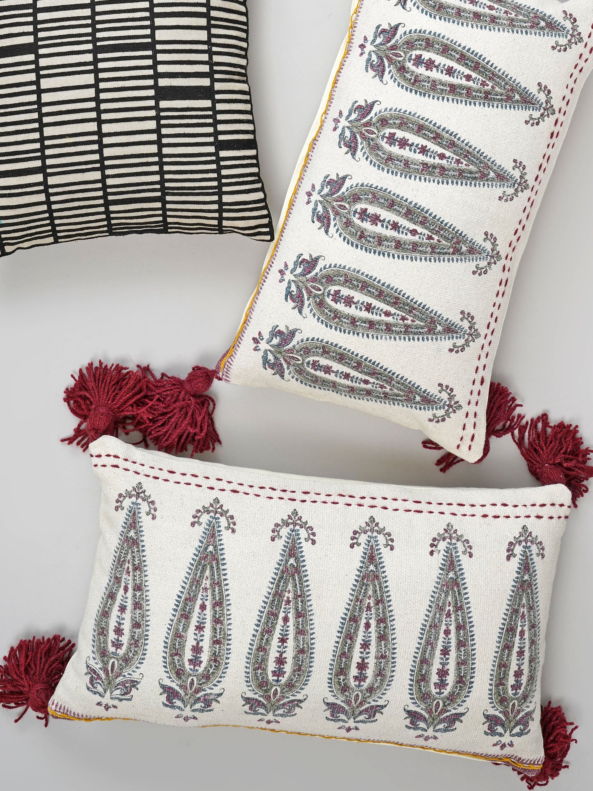 Cushion Cover - Paisley Hand Wooven Tasseled