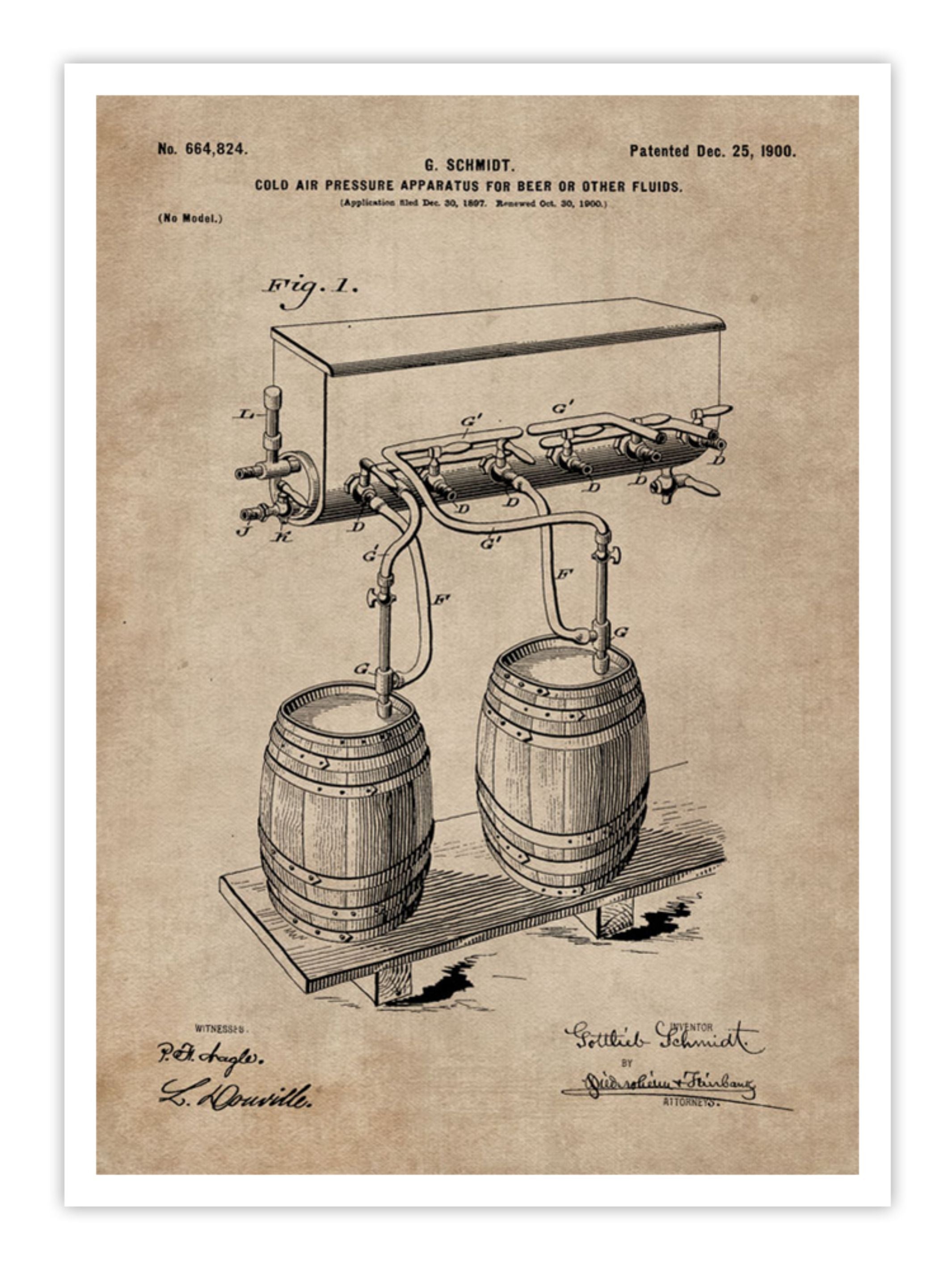 Wall Prints - Patent Document of a Cold Air Pressure Apparatus for Beer