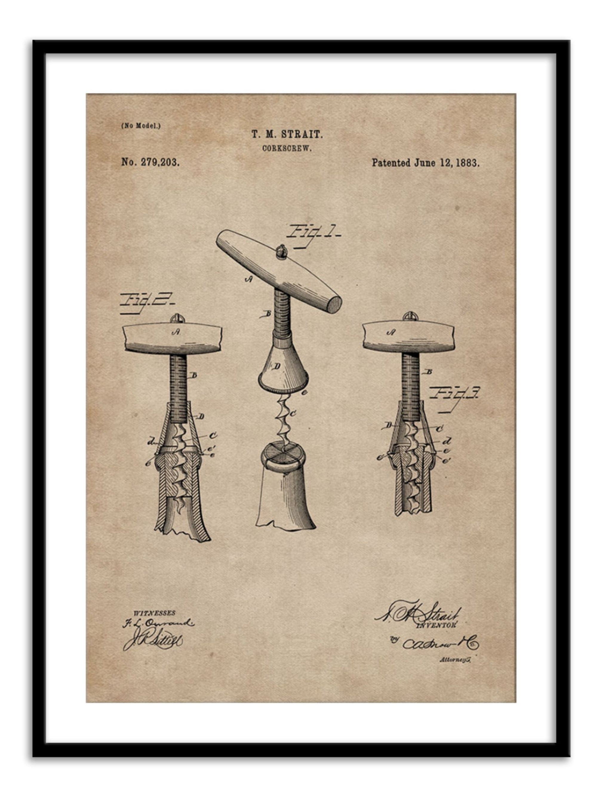 Wall Prints - Patent Document of a Cork Screw