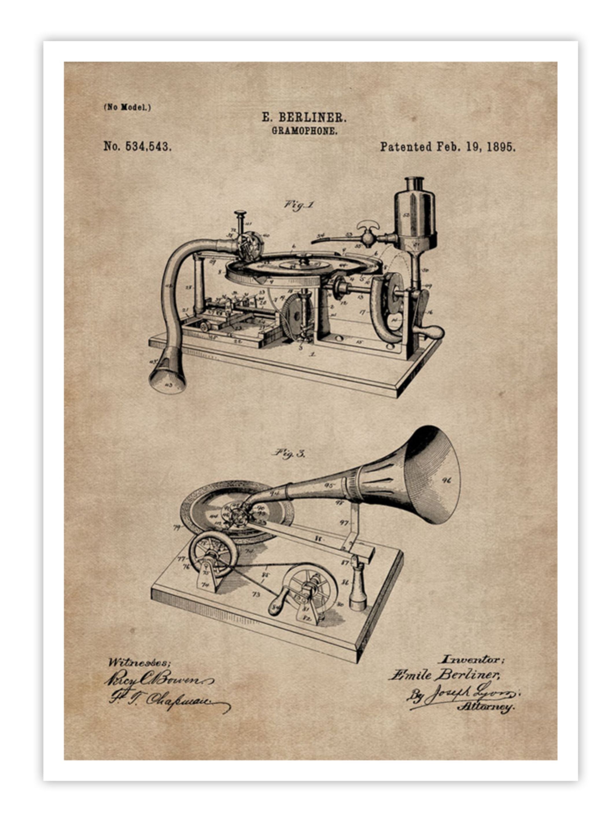 Wall Prints - Patent Document of a Gramophone