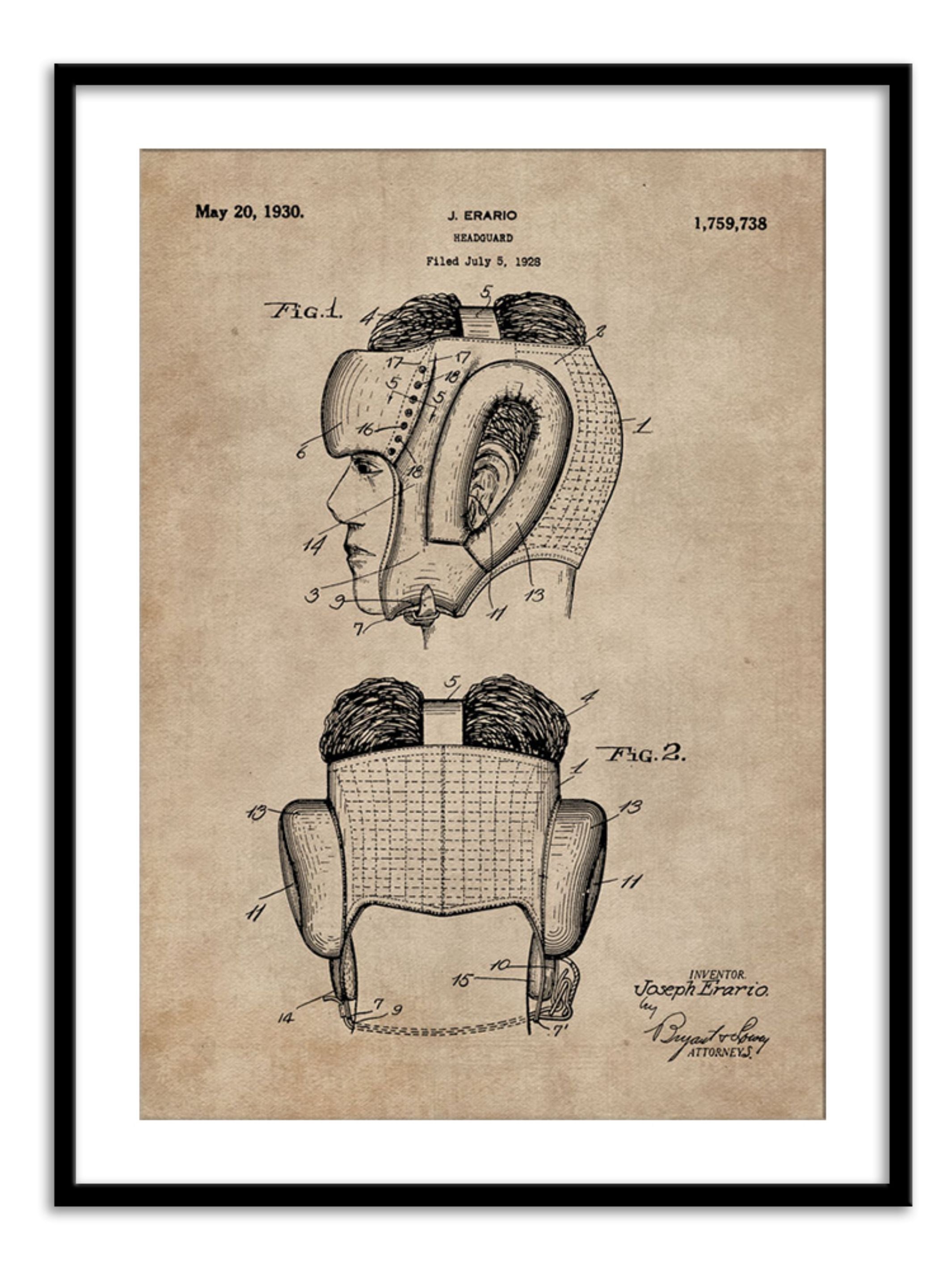Wall Prints - Patent Document of a Headguard for Boxers