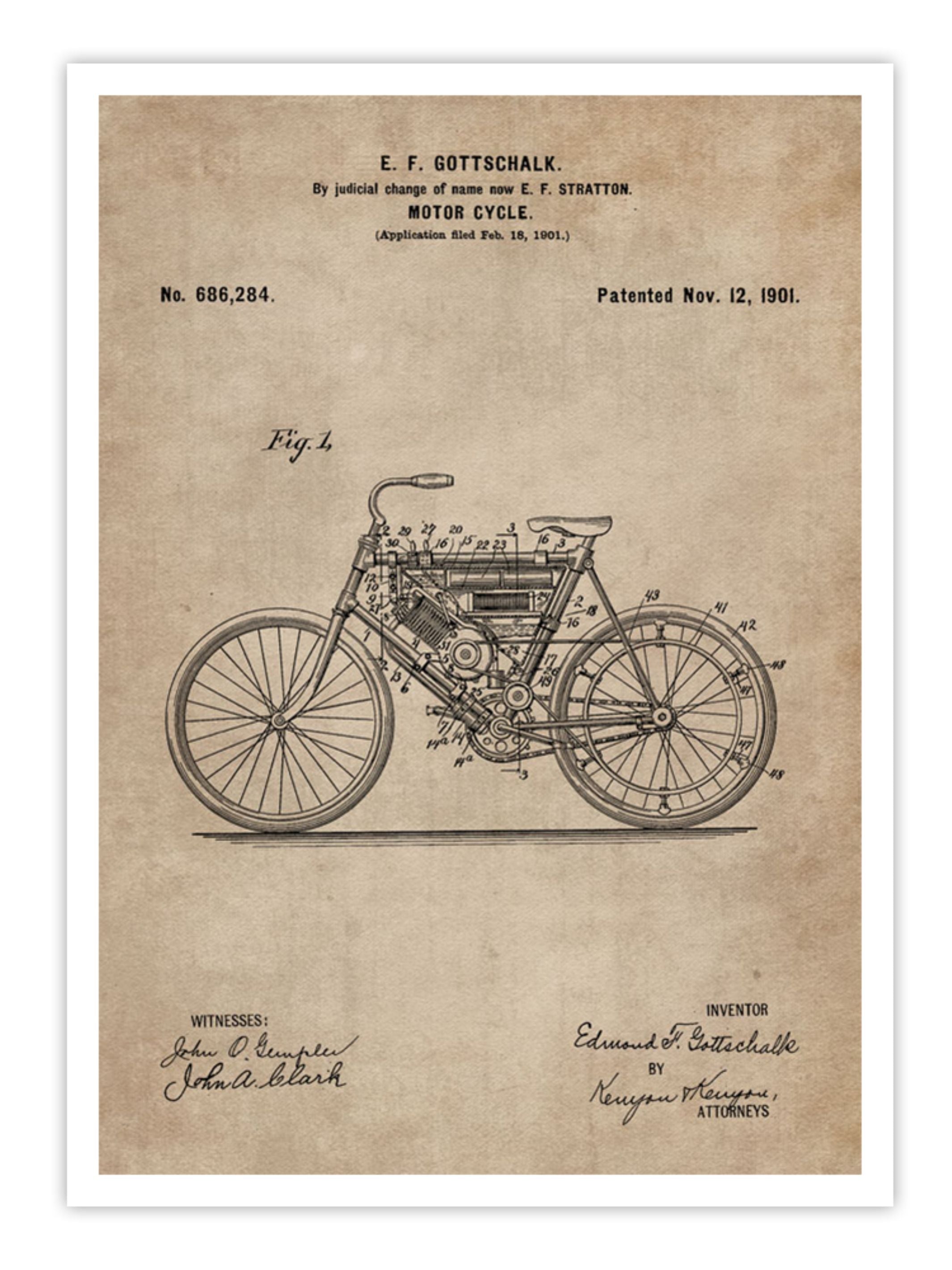 Wall Prints - Patent Document of a Motor Cycle