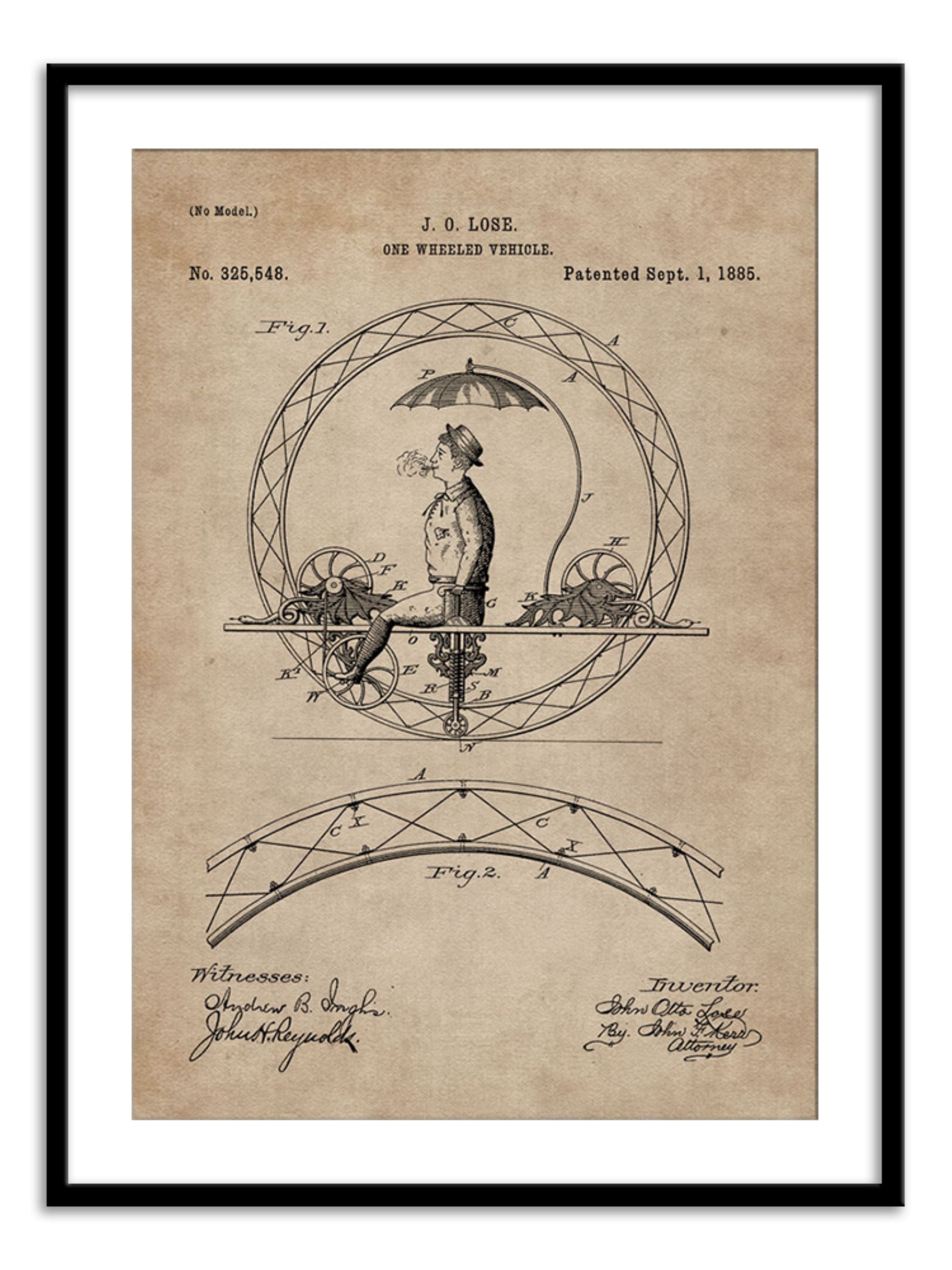 Wall Prints - Patent Document of a One Wheeled Vehicle