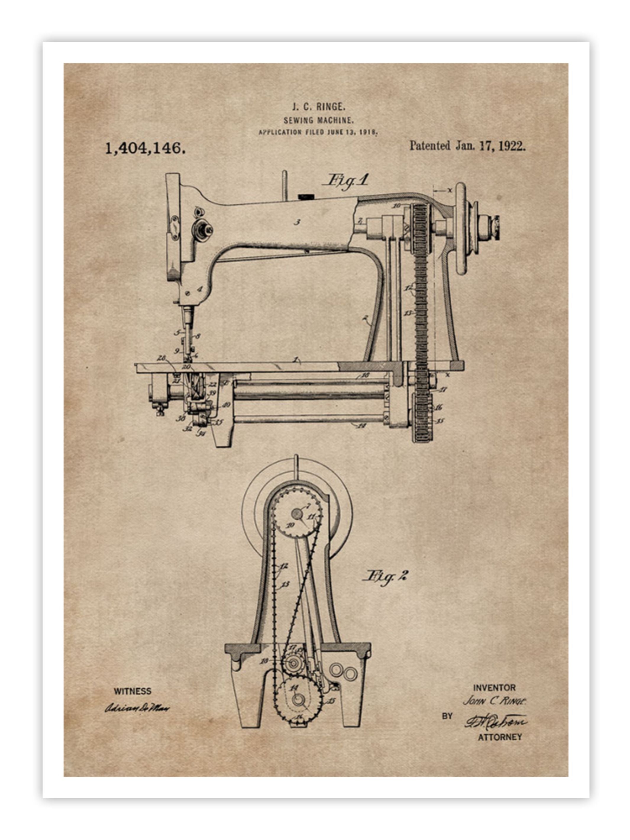 Wall Prints - Patent Document of a Sewing Machine