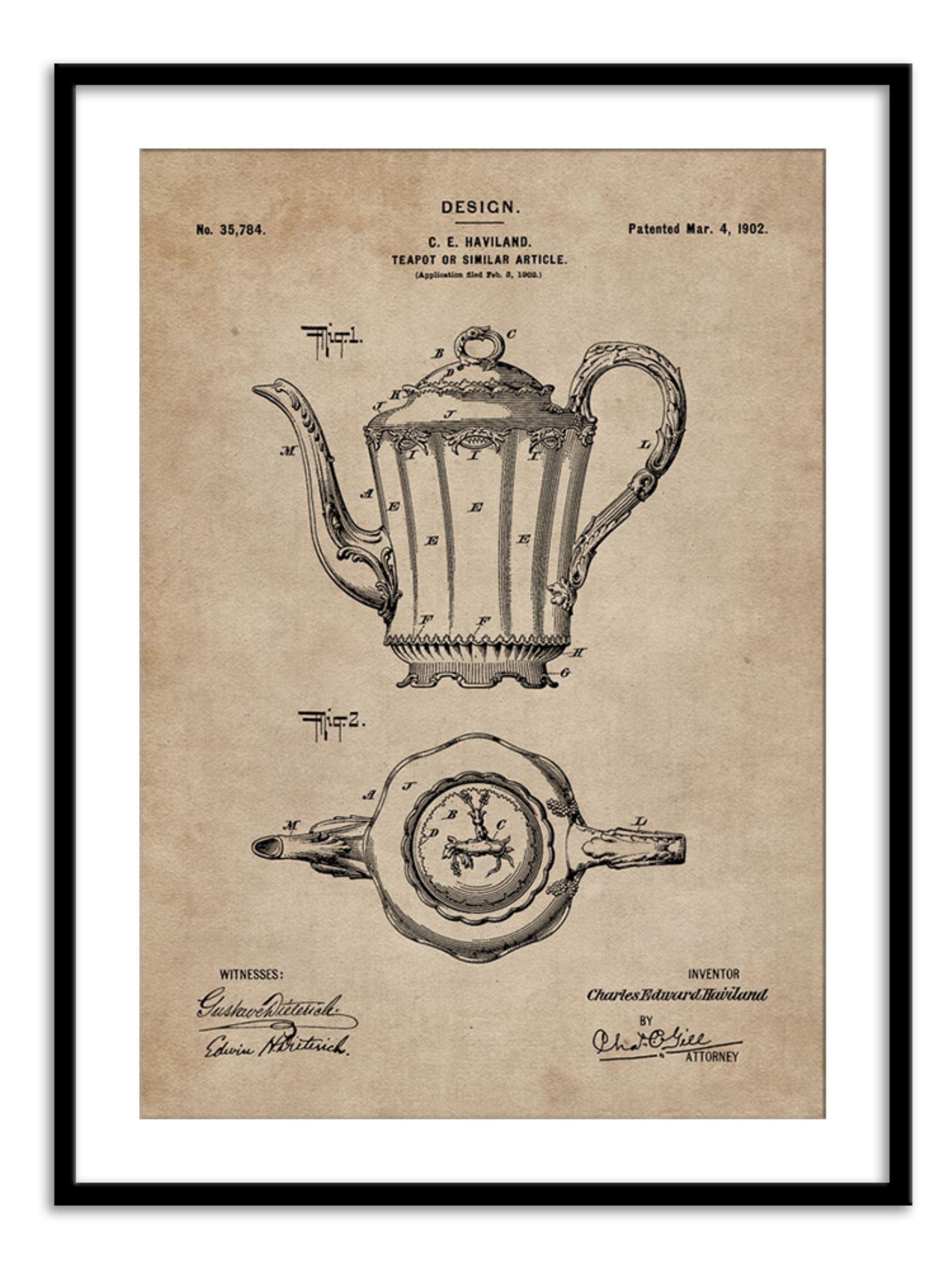 Wall Prints - Patent Document of a Teapot