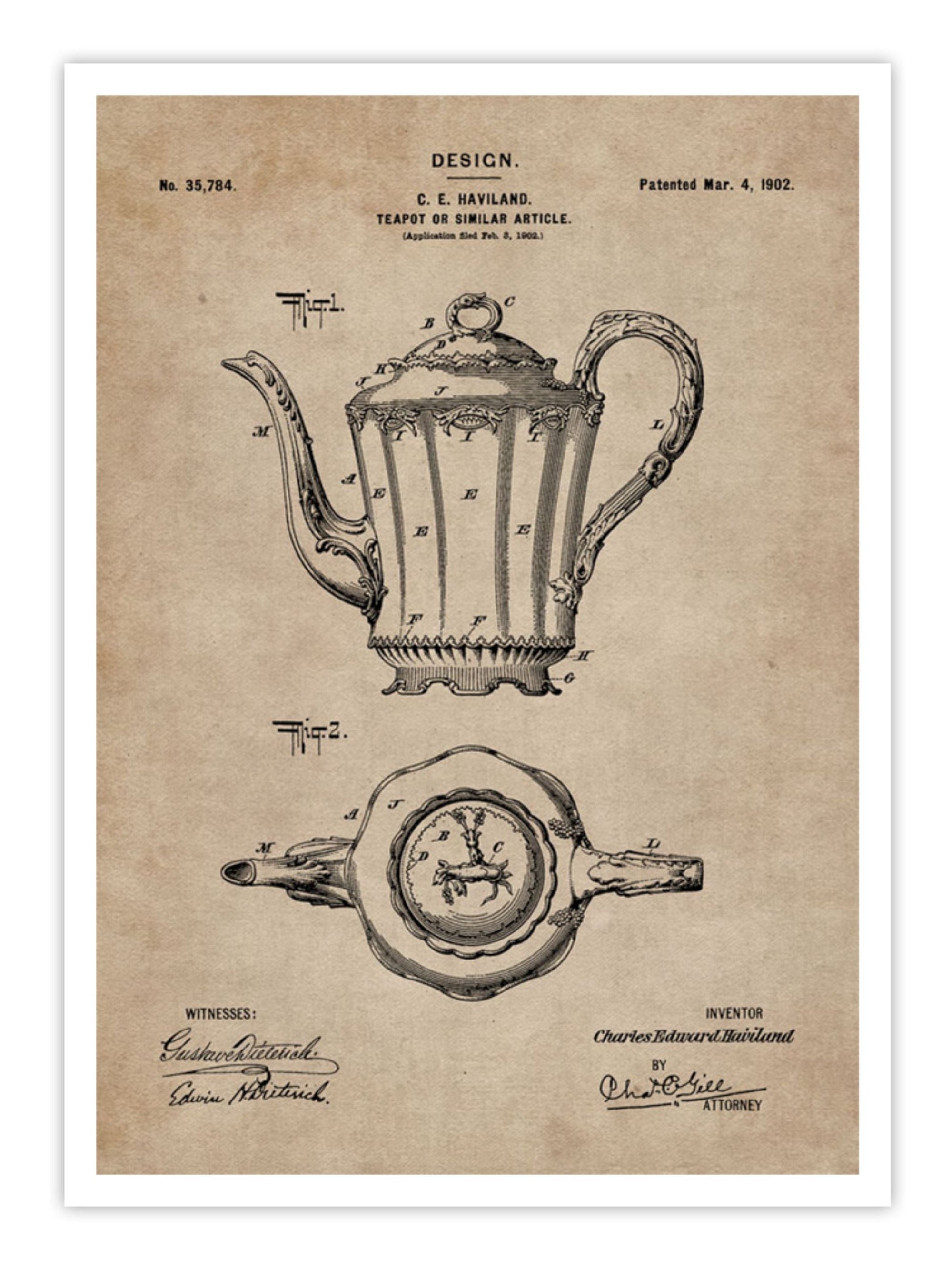 Wall Prints - Patent Document of a Teapot