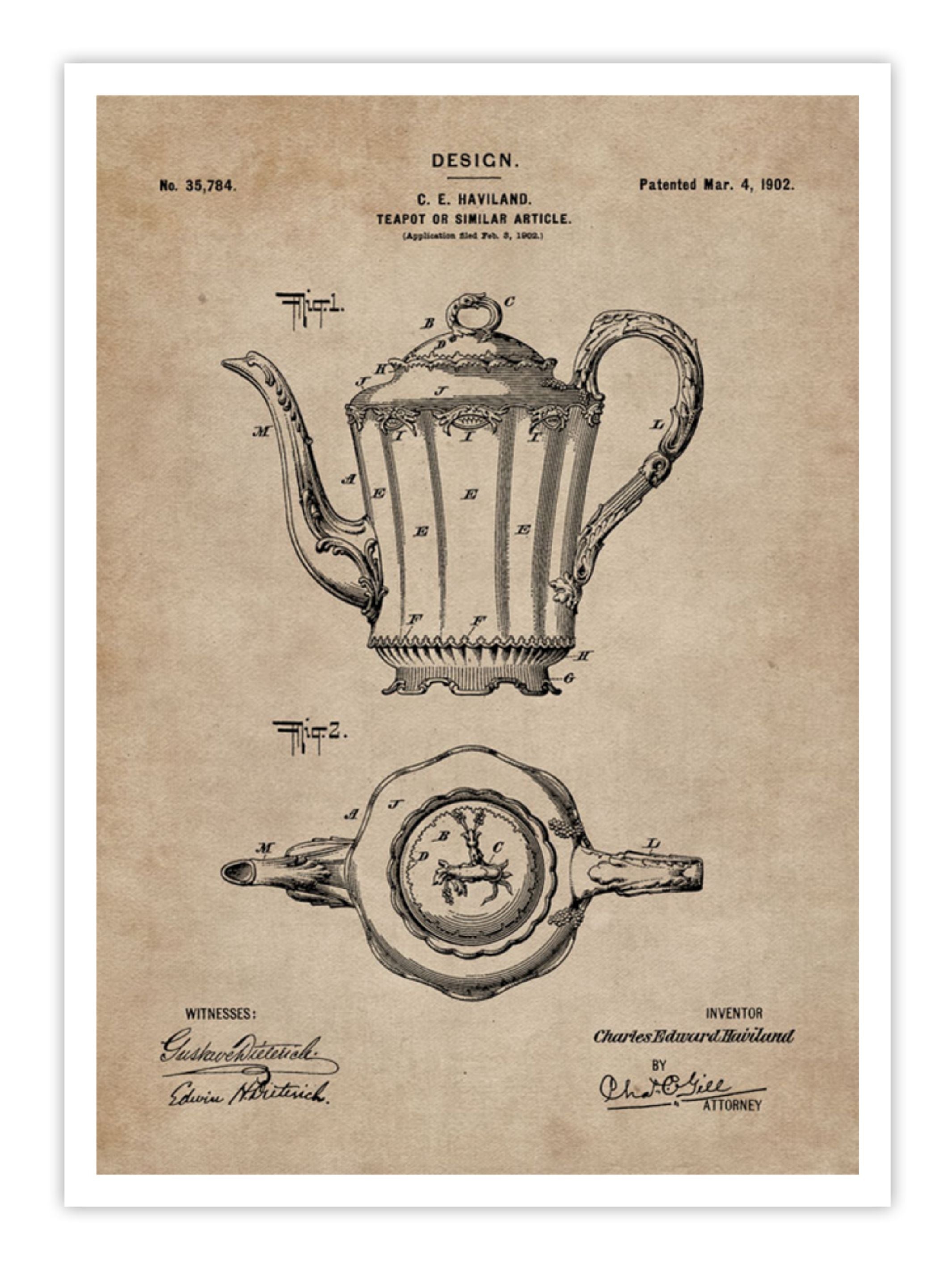 Wall Prints - Patent Document of a Teapot