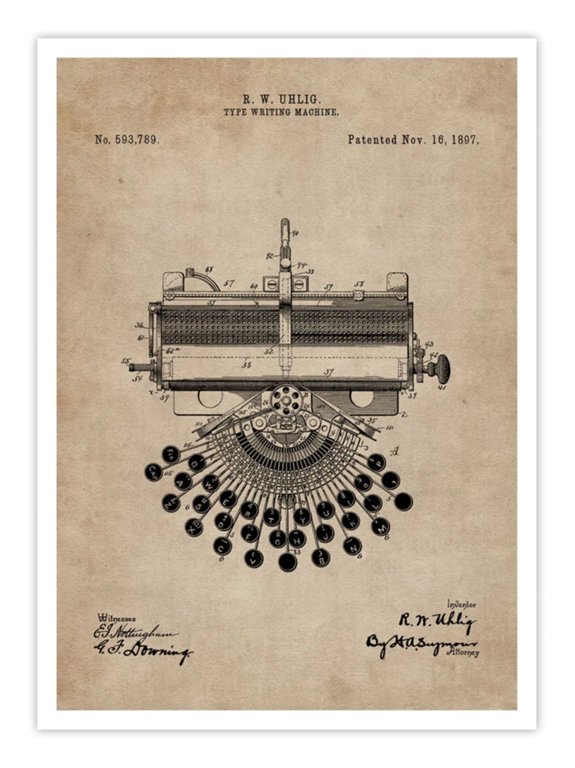 Wall Prints - Patent Document of a Type Writing Machine