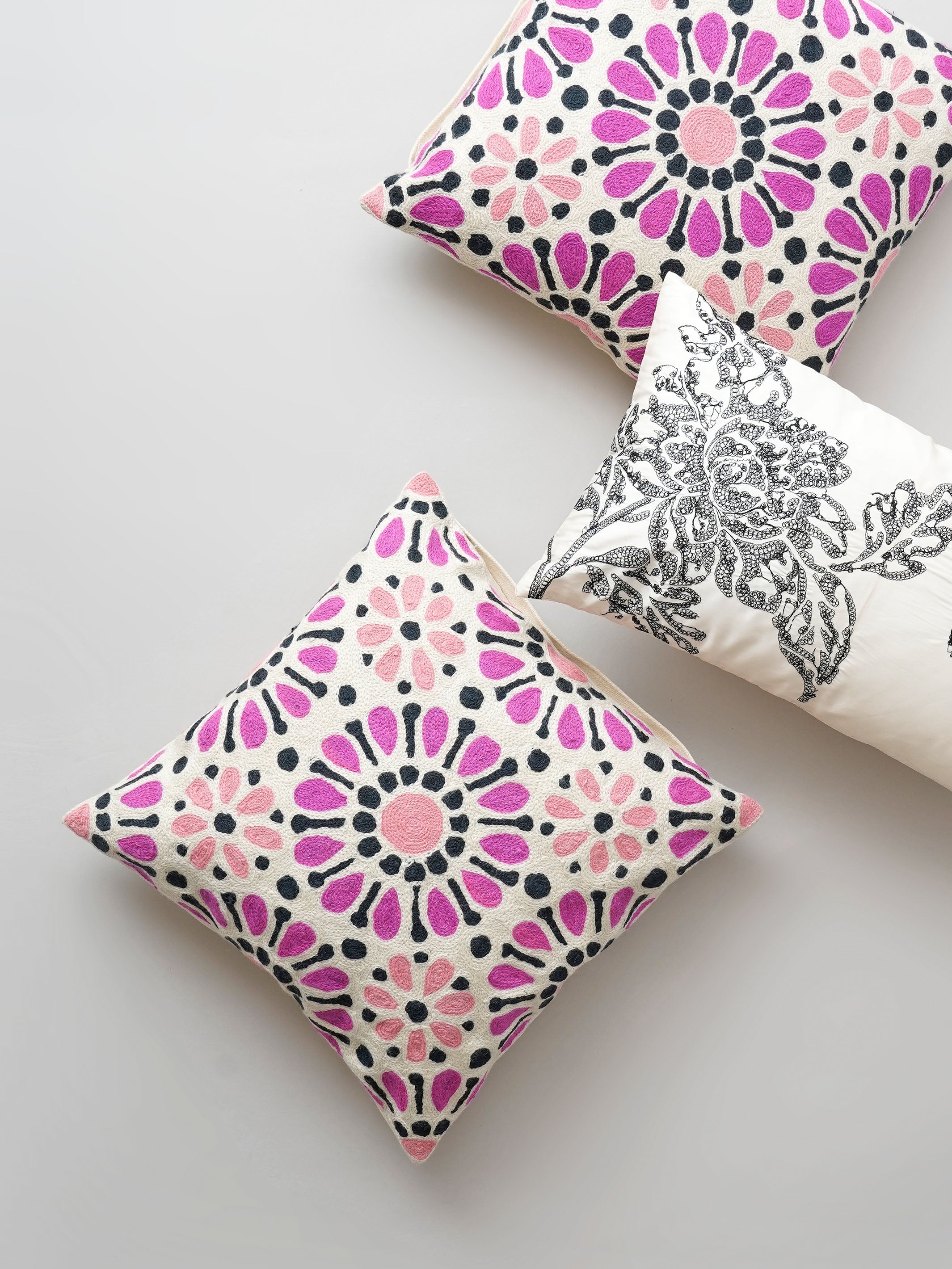 Cushion Cover - Persian Pink Black Aari