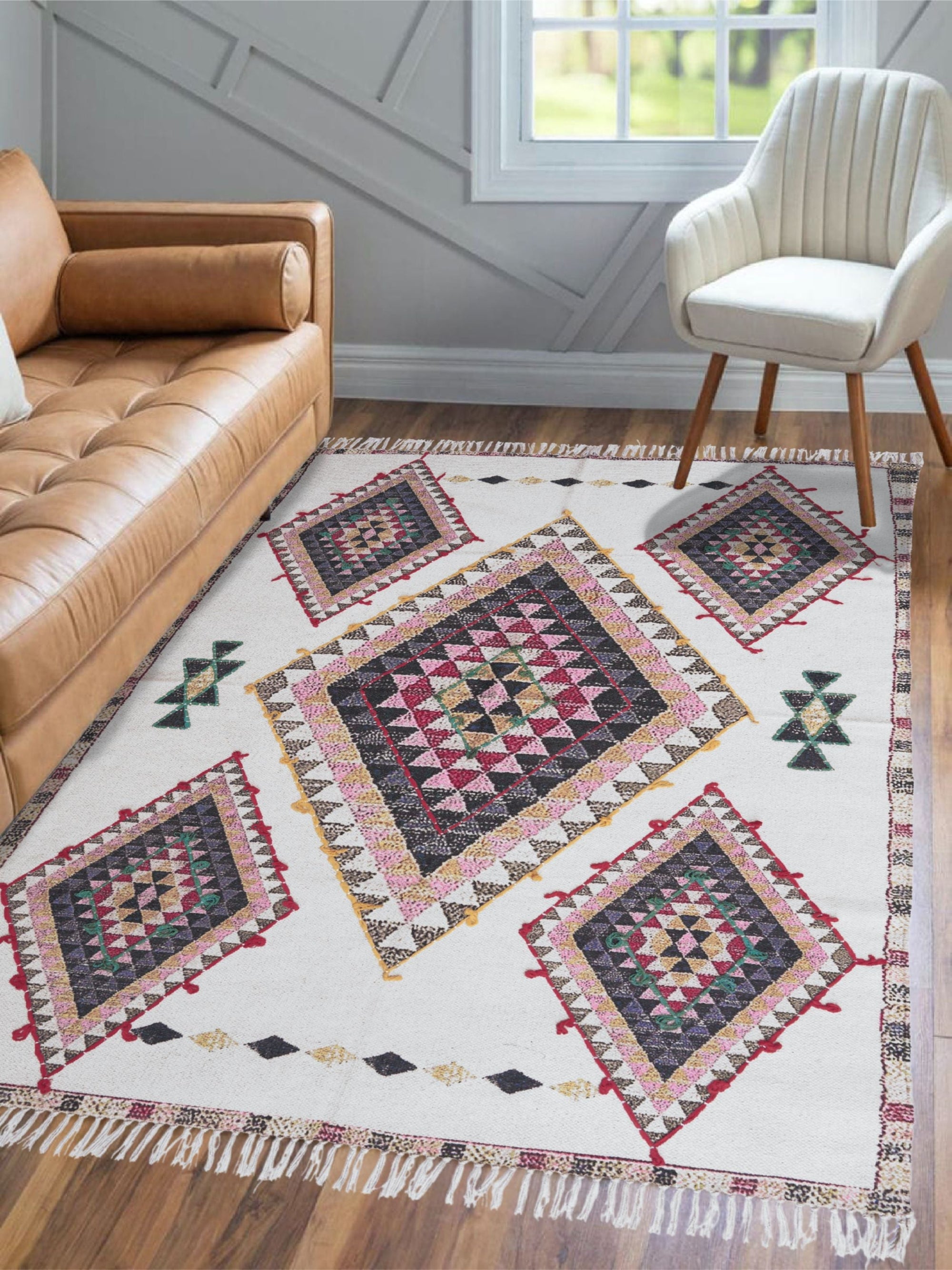 Pitrak Embroidered Cotton Rug