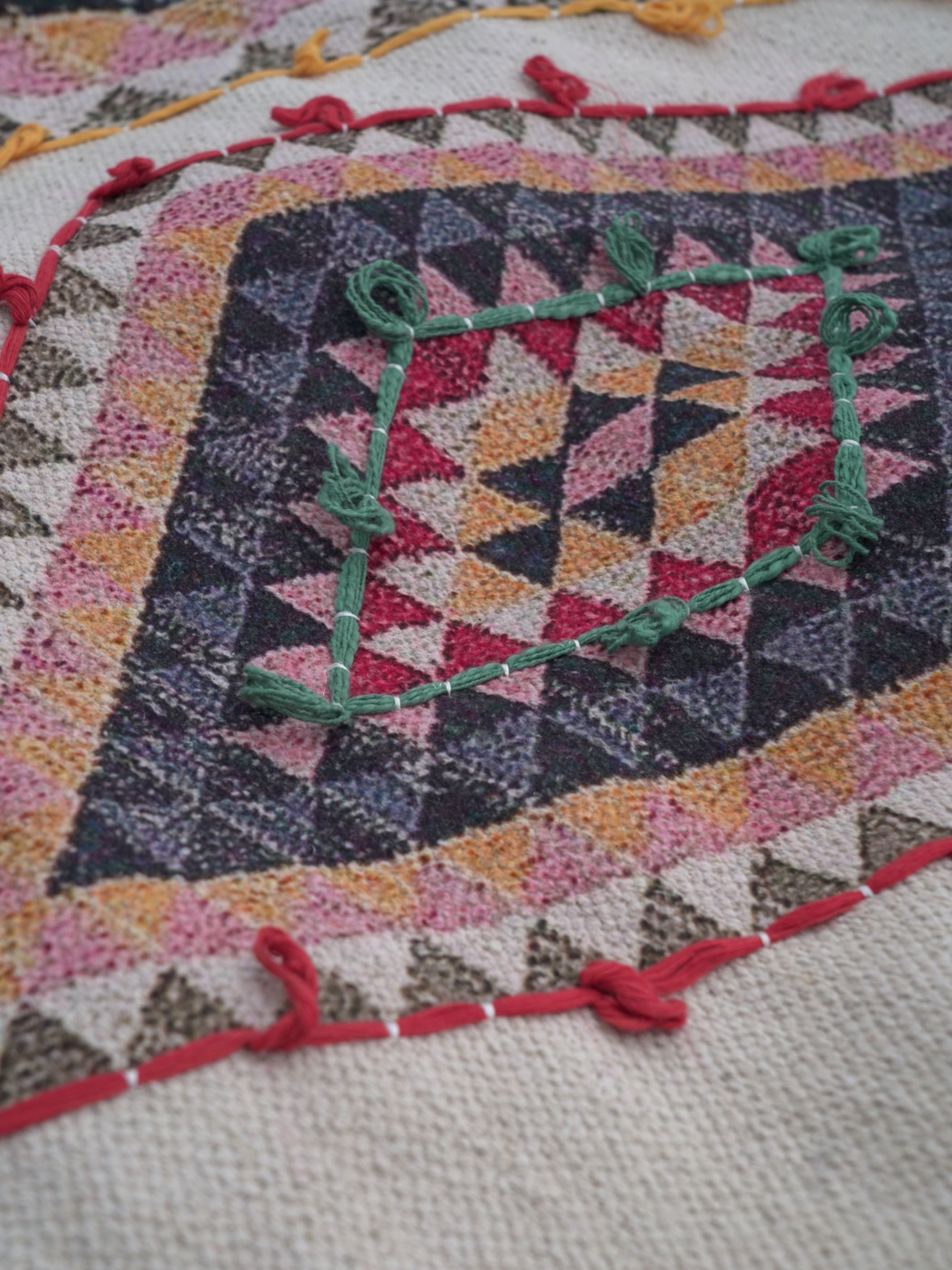 Pitrak Embroidered Cotton Rug