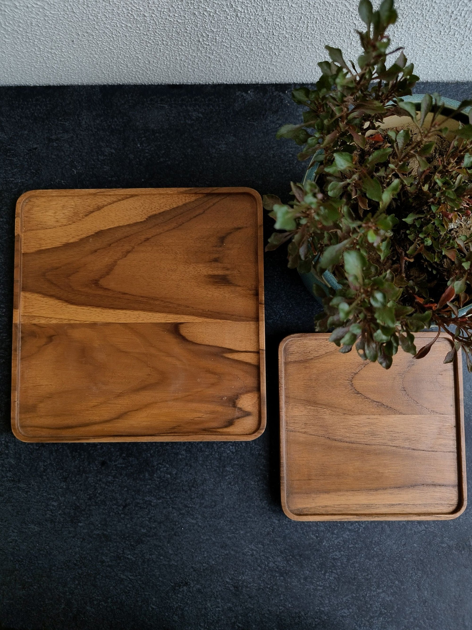 Plain Wood Block Square Tray