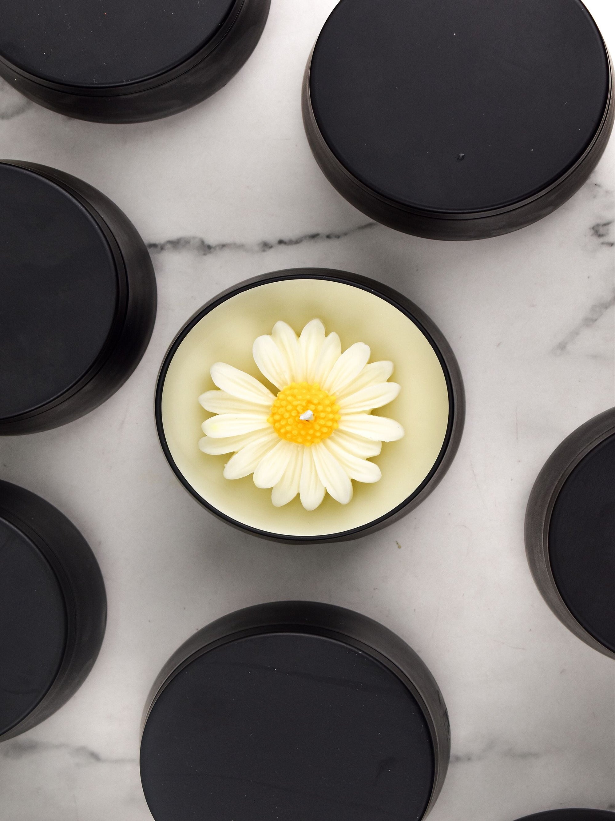 White Daisy Flower Soy Wax Candle