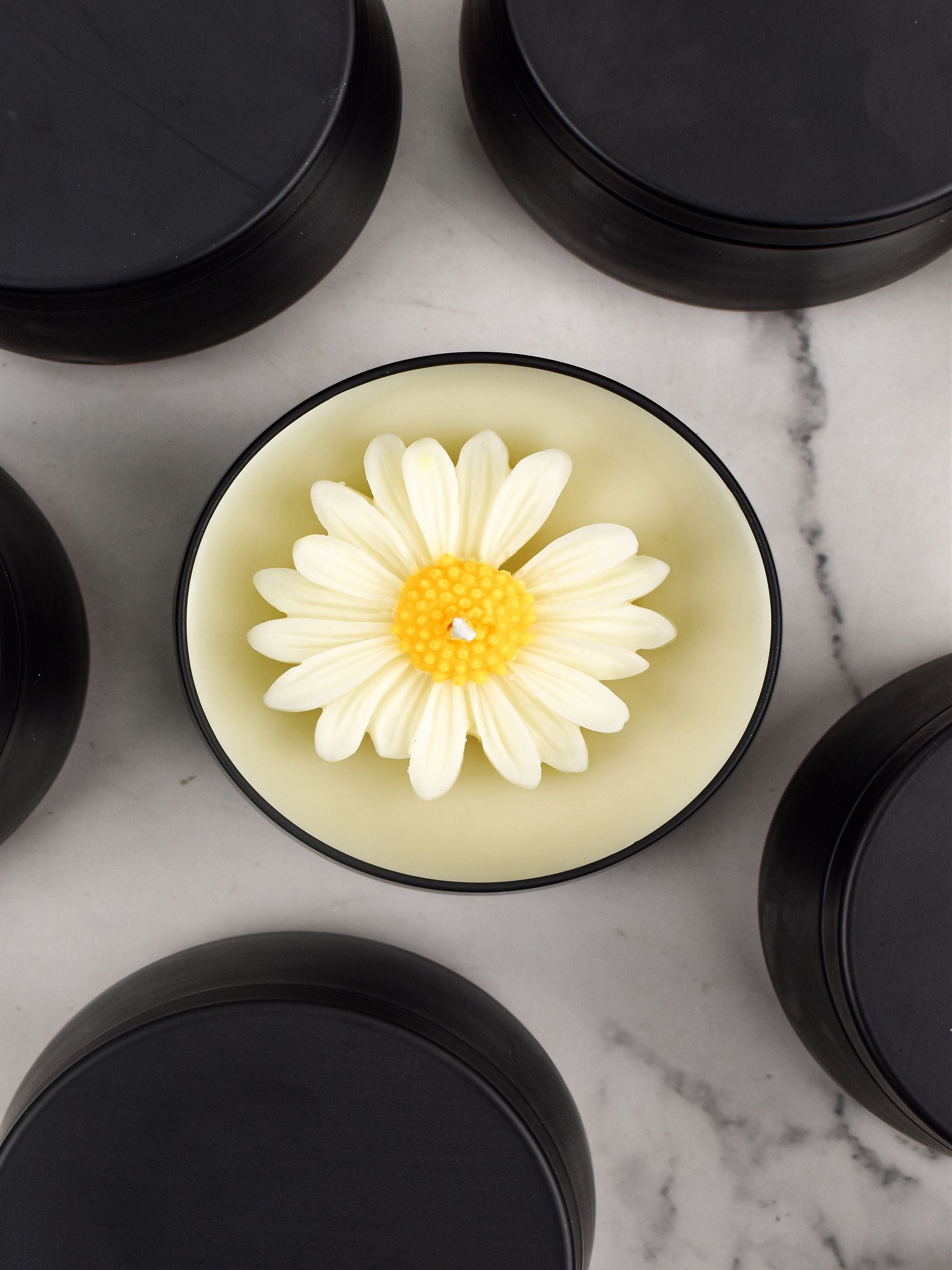 White Daisy Flower Soy Wax Candle