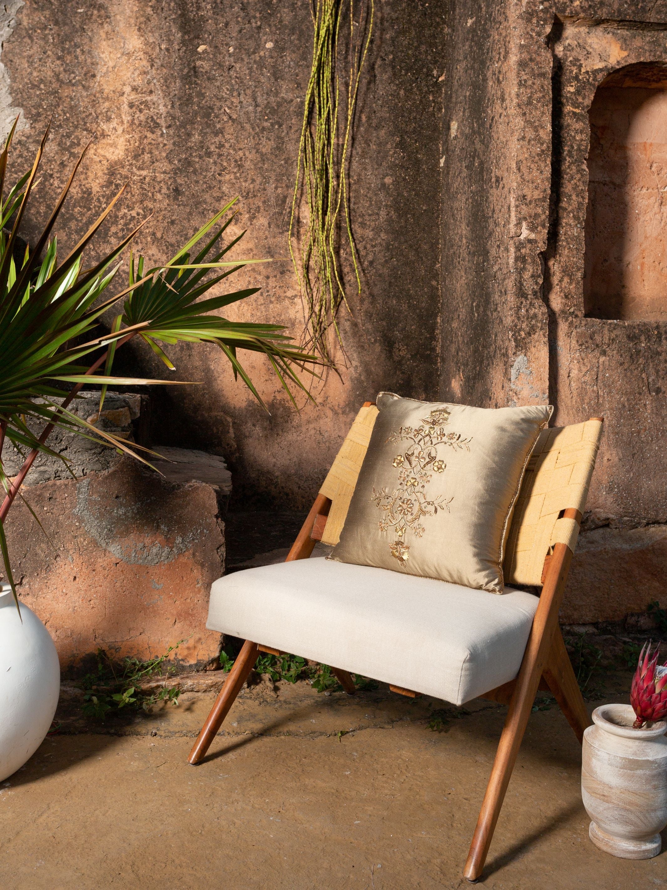 Cushion Cover - Qadir Gold Embroidered