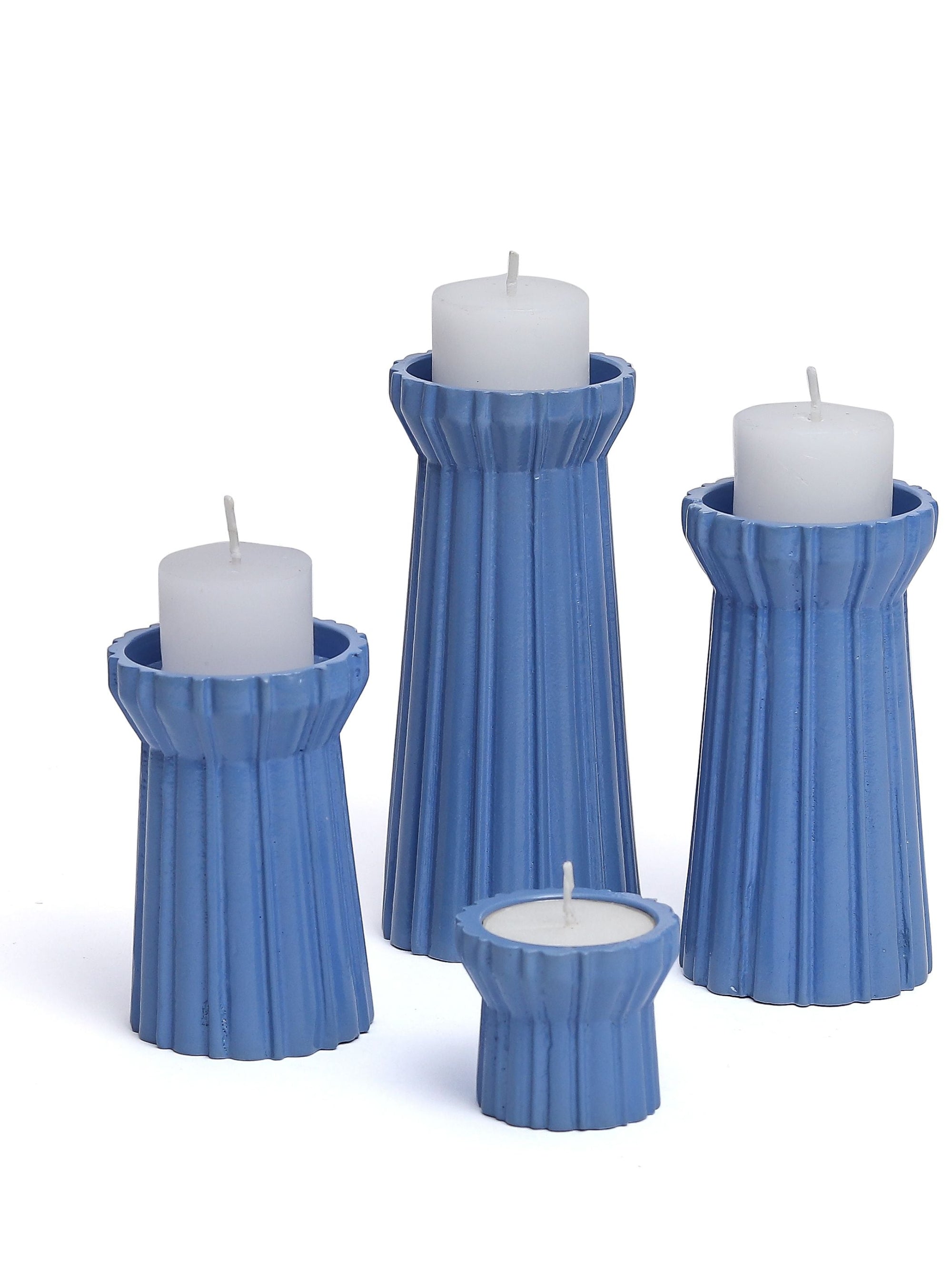 Qutub Azure Blue Candle Stand