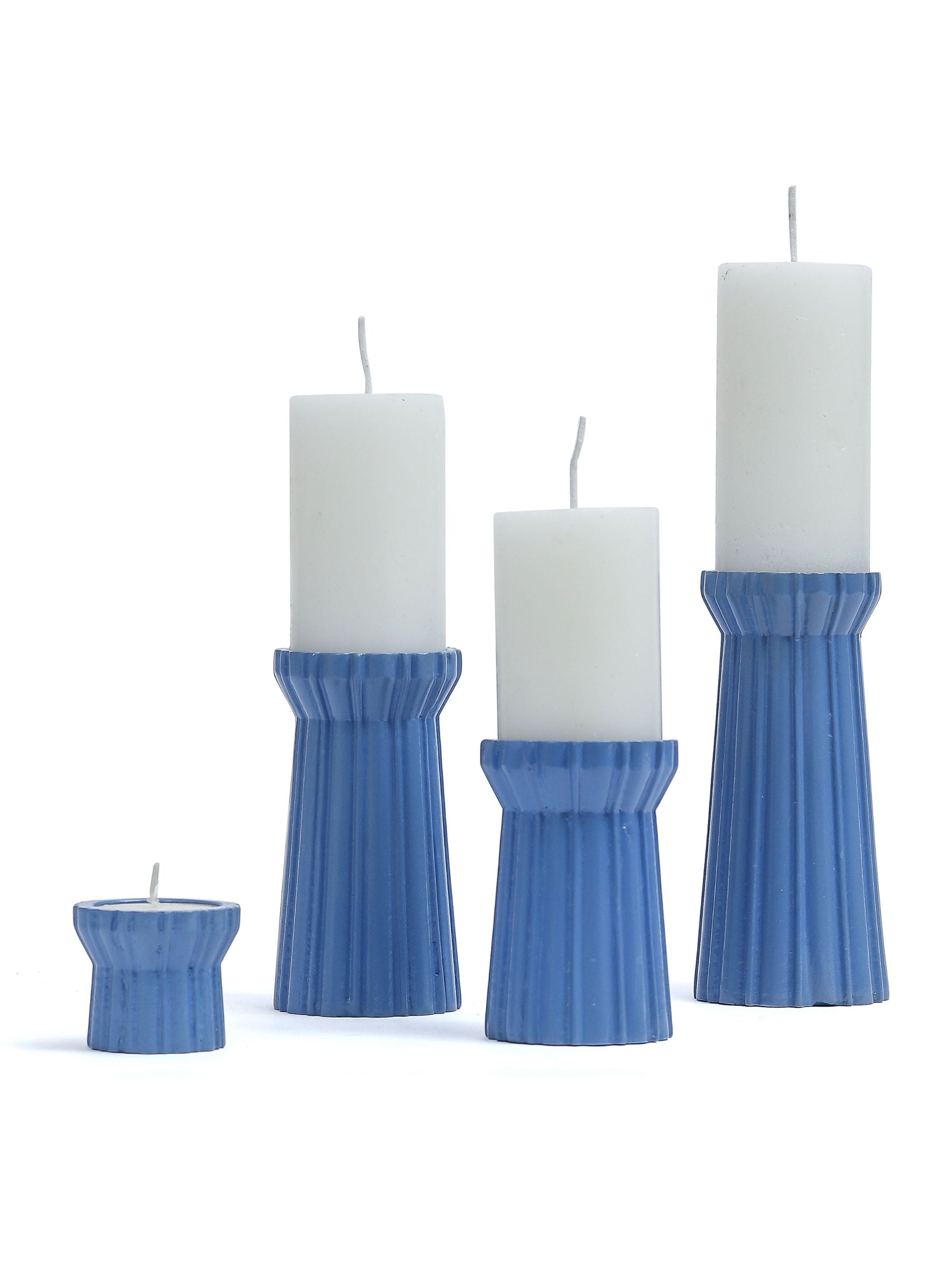 Qutub Azure Blue Candle Stand