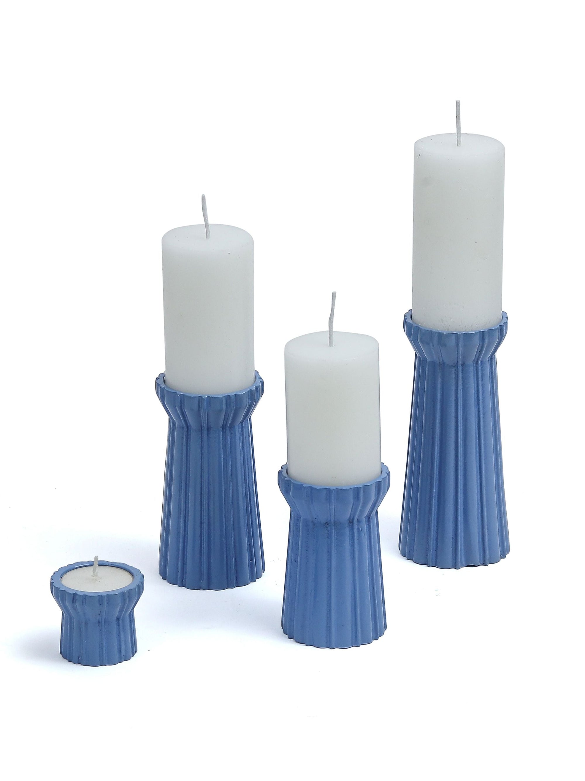 Qutub Azure Blue Candle Stand