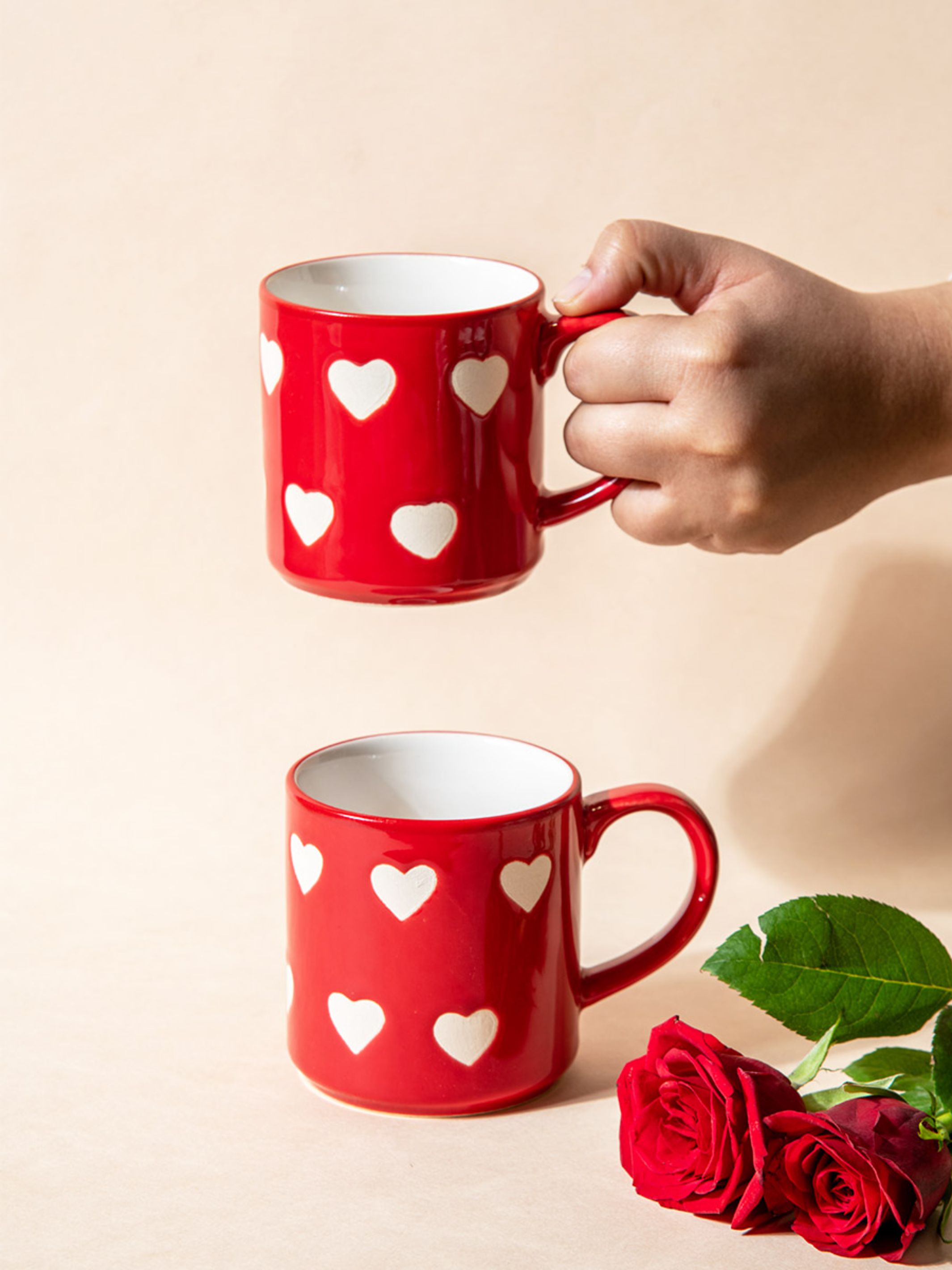 Ceramic Mug Set of 2 - Red Heart