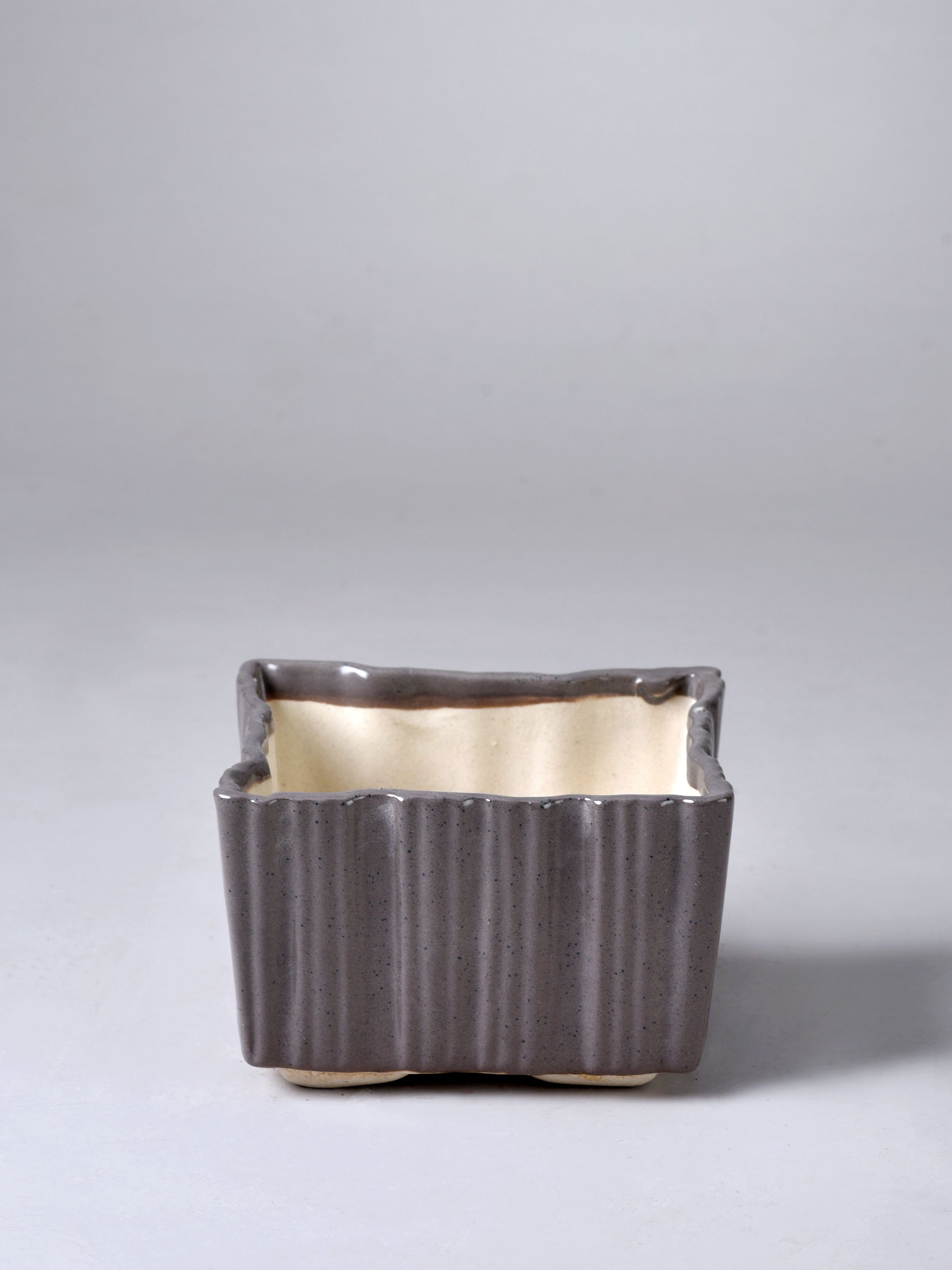 Ribbed Square Ceramic Planter Set of 3