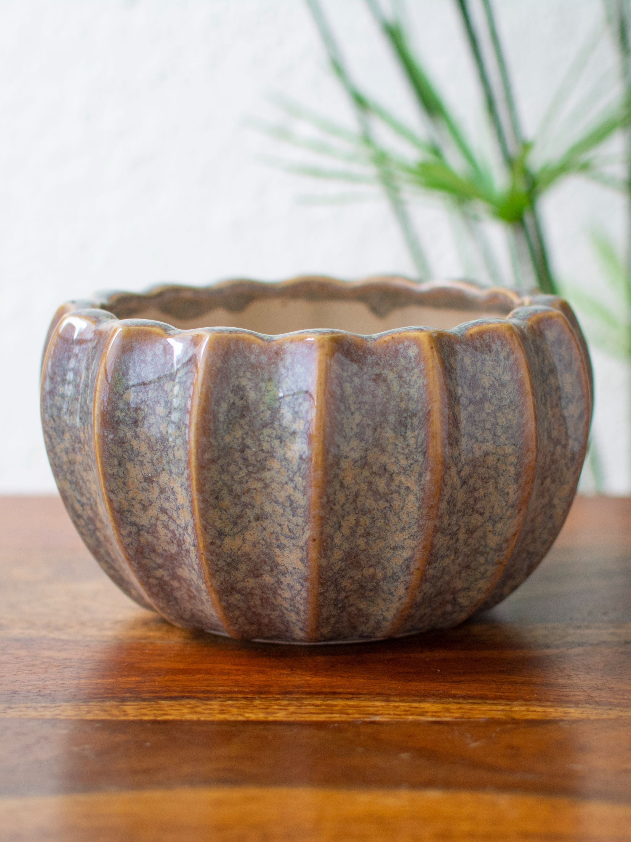 Ridged Earthy Ceramic Planter