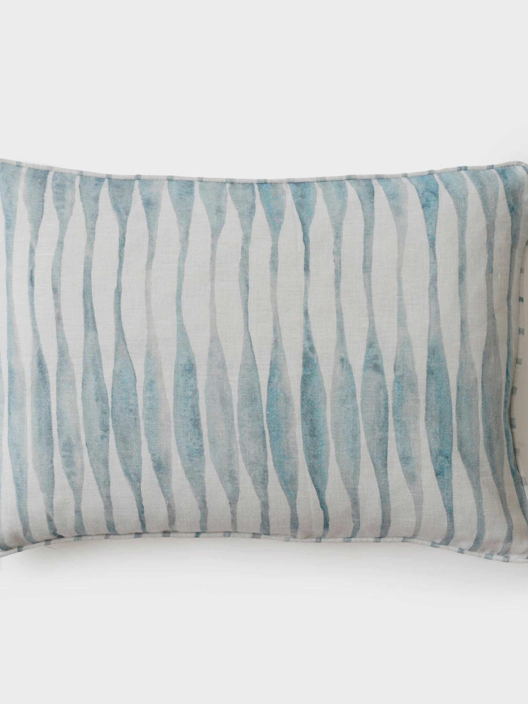 Cushion Cover - Ripple Blue Oblong Linen