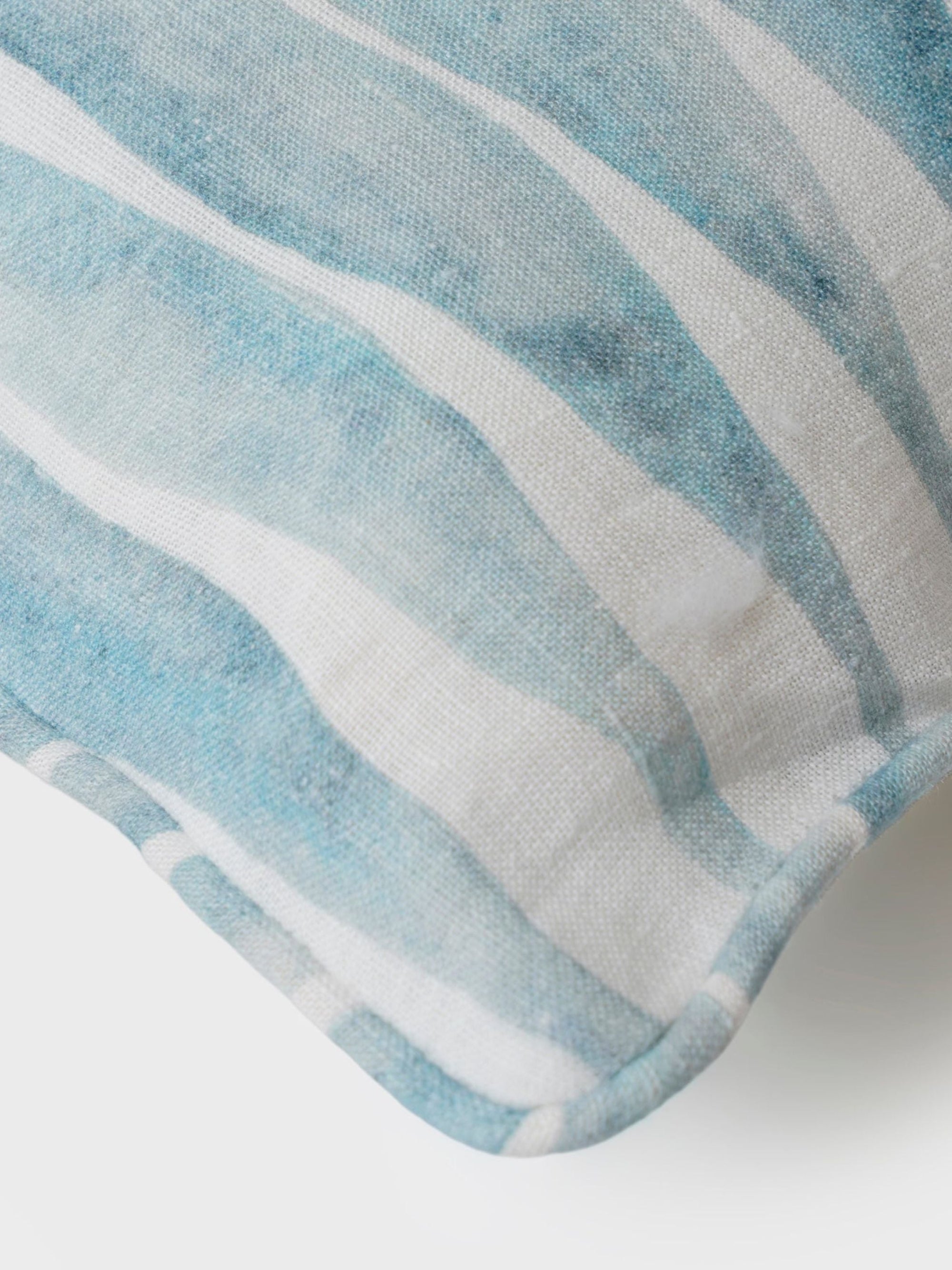 Cushion Cover - Ripple Blue Oblong Linen