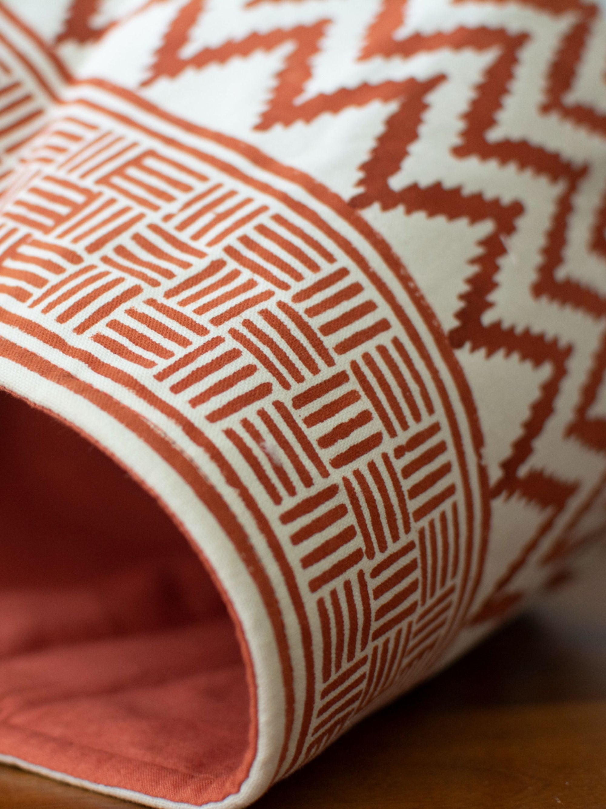 Rust Chevron Cotton Basket Large