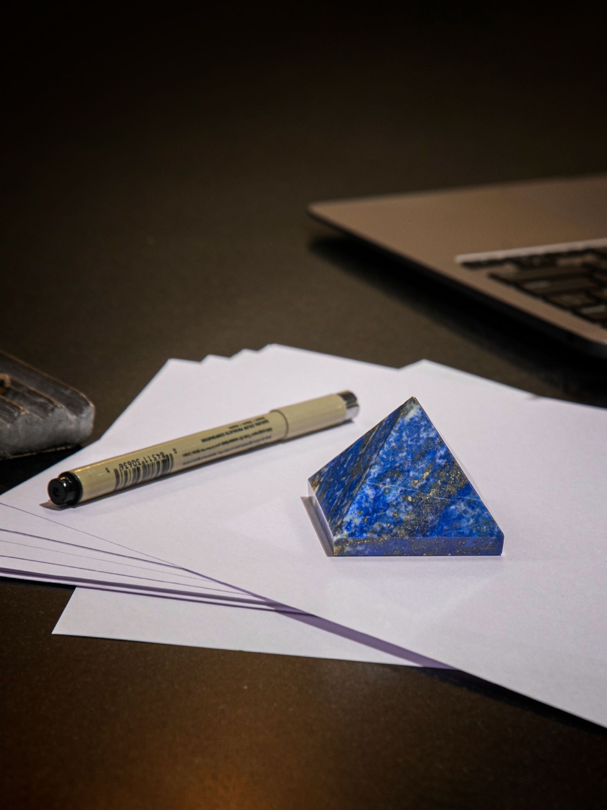 Semi Precious stone Paper Holder - Pyramid Lapis