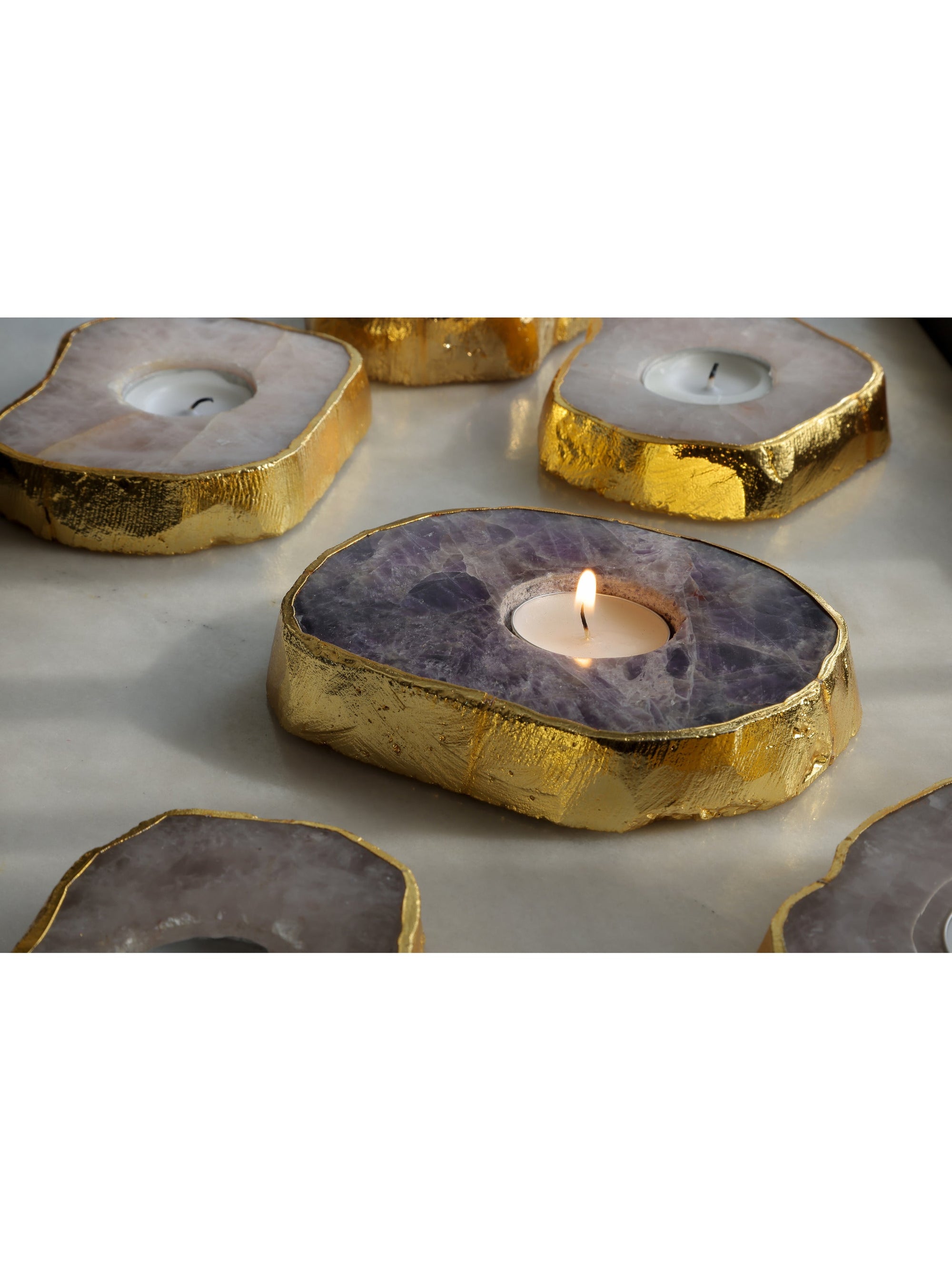 Semi Precious Tea Light Holder - Amethyst