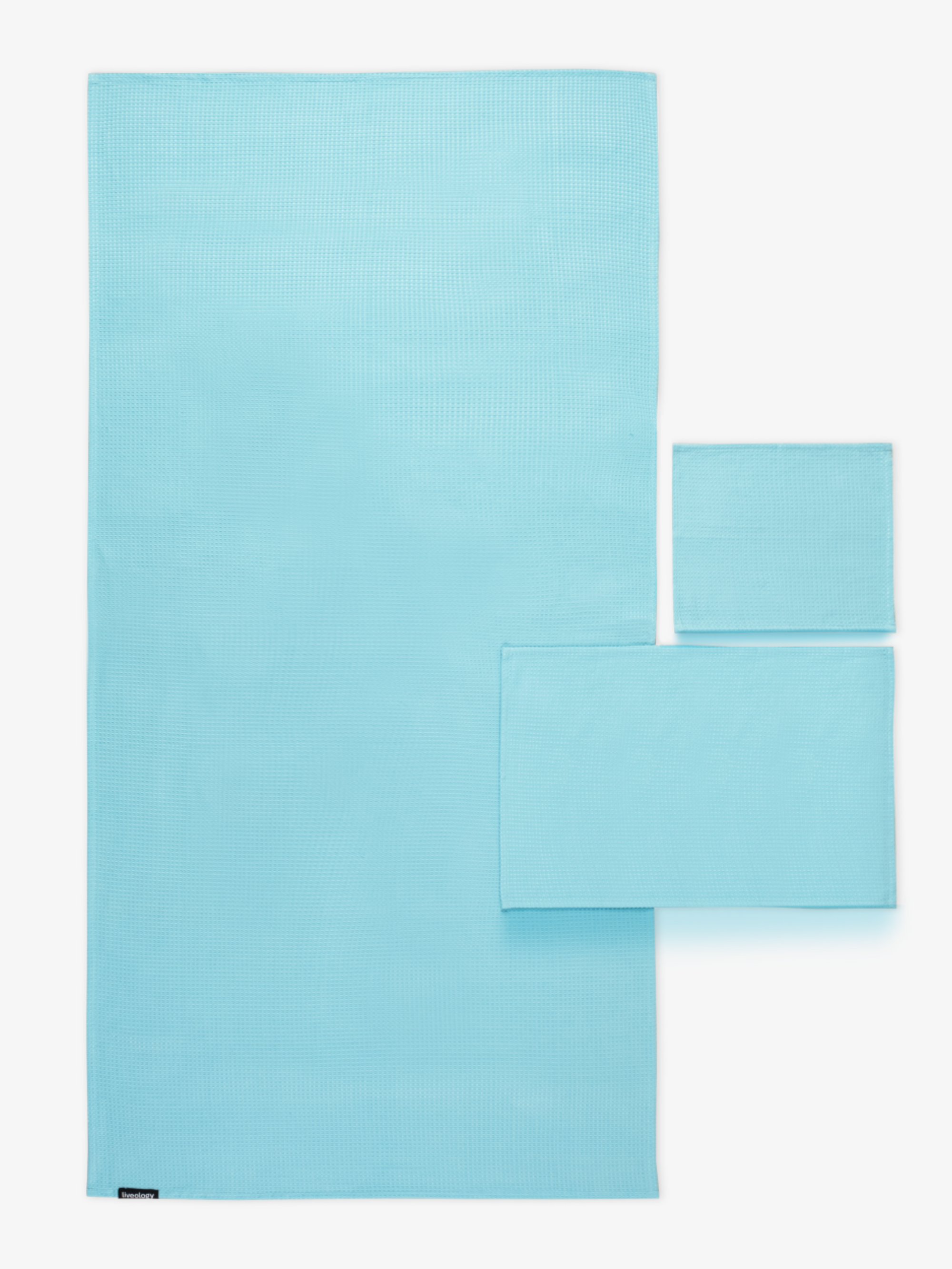 Sorrento Waffle Aqua Beach Towel Set Of 3